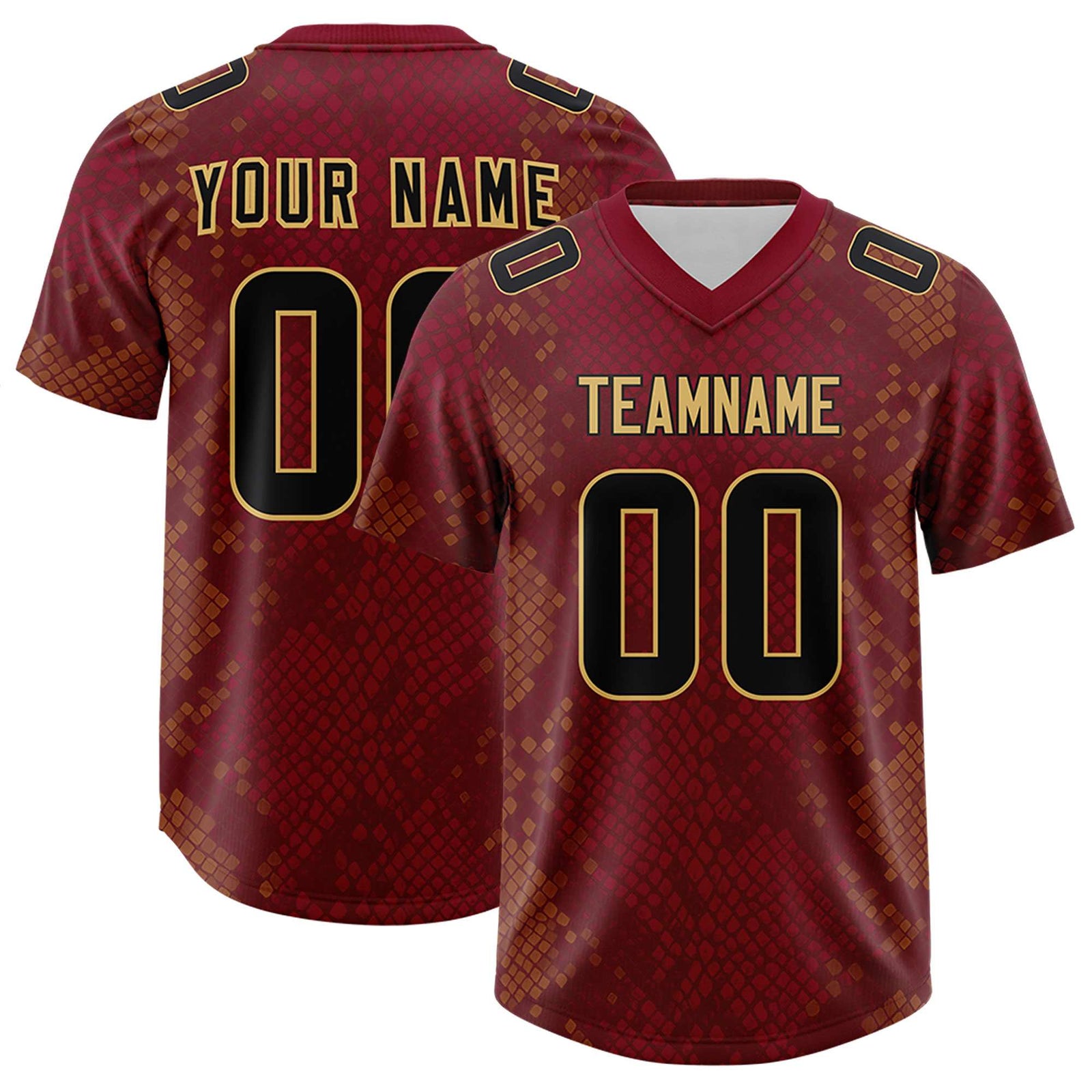 Custom Crimson Personalized Snakeskin Graffiti Pattern Authentic Football Jersey