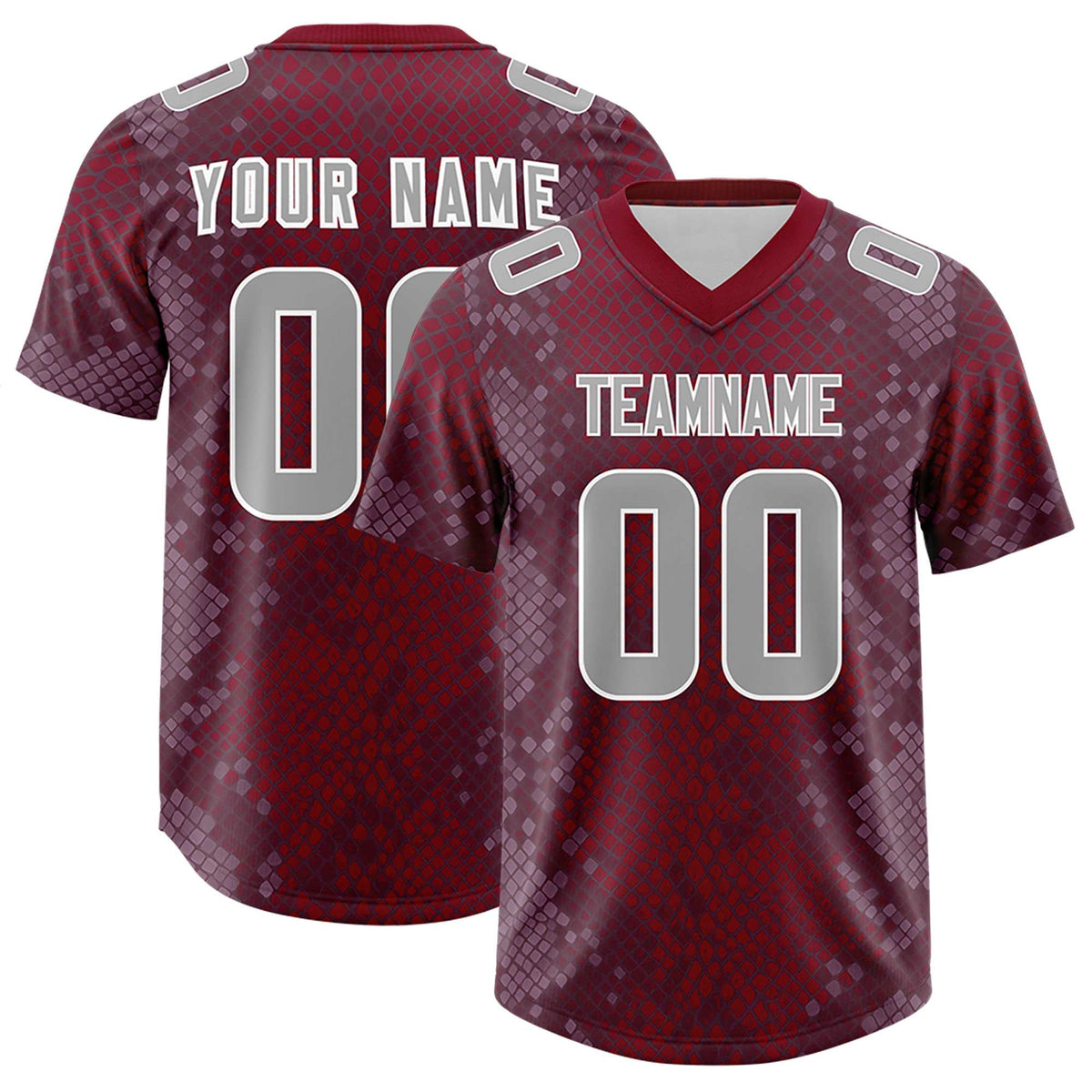 Custom Crimson Personalized Snakeskin Graffiti Pattern Authentic Football Jersey