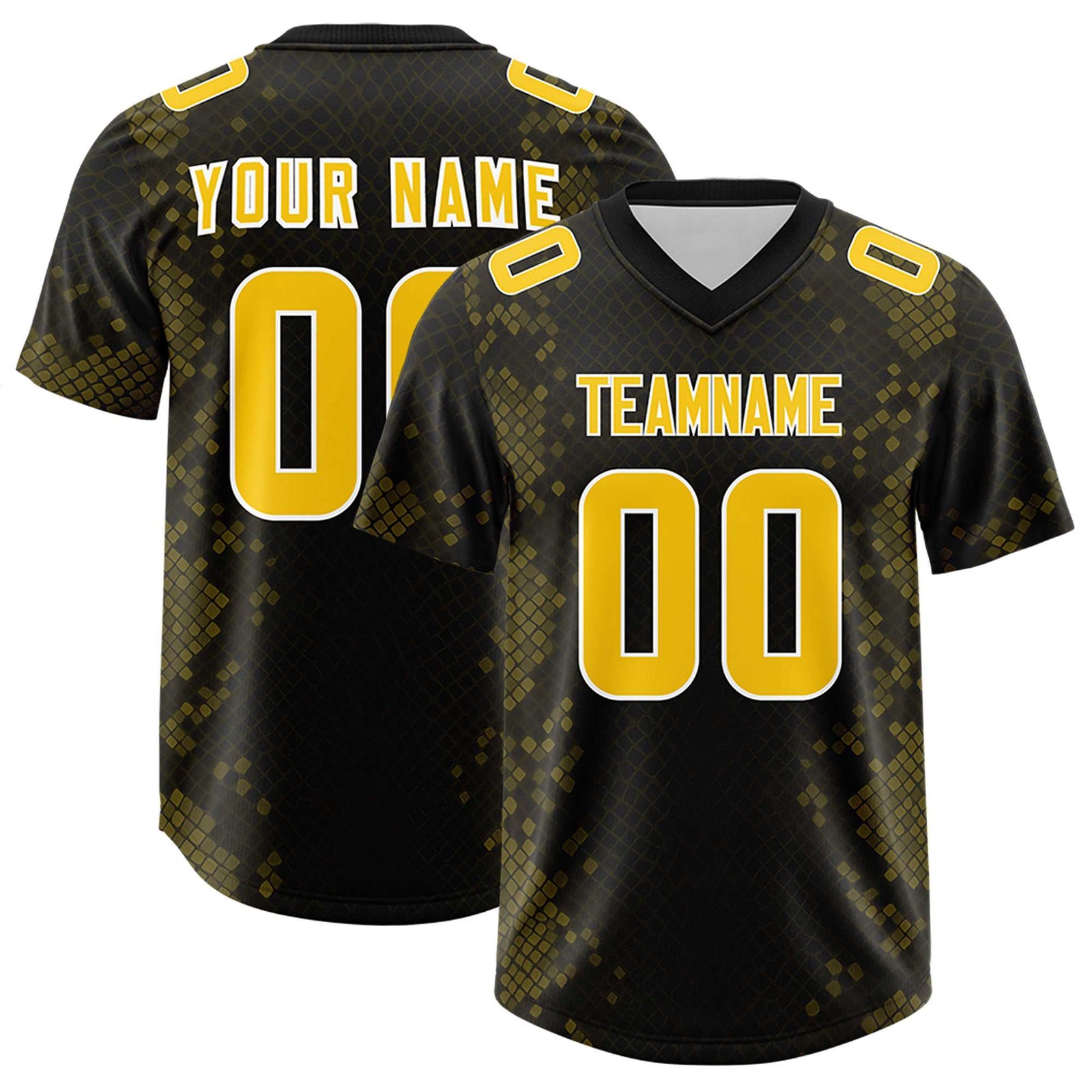 Custom Black Personalized Snakeskin Graffiti Pattern Authentic Football Jersey