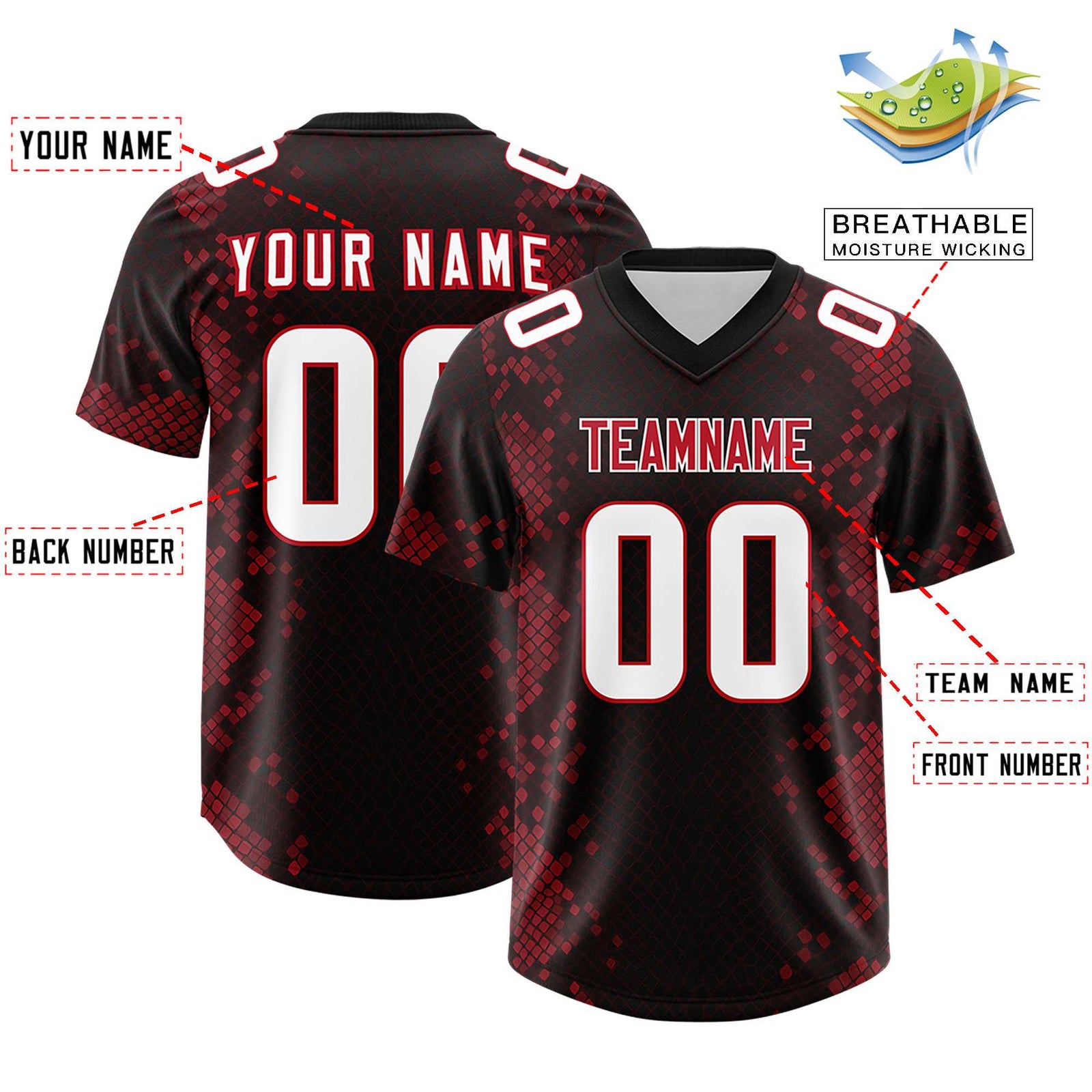 Custom Black Personalized Snakeskin Graffiti Pattern Authentic Football Jersey