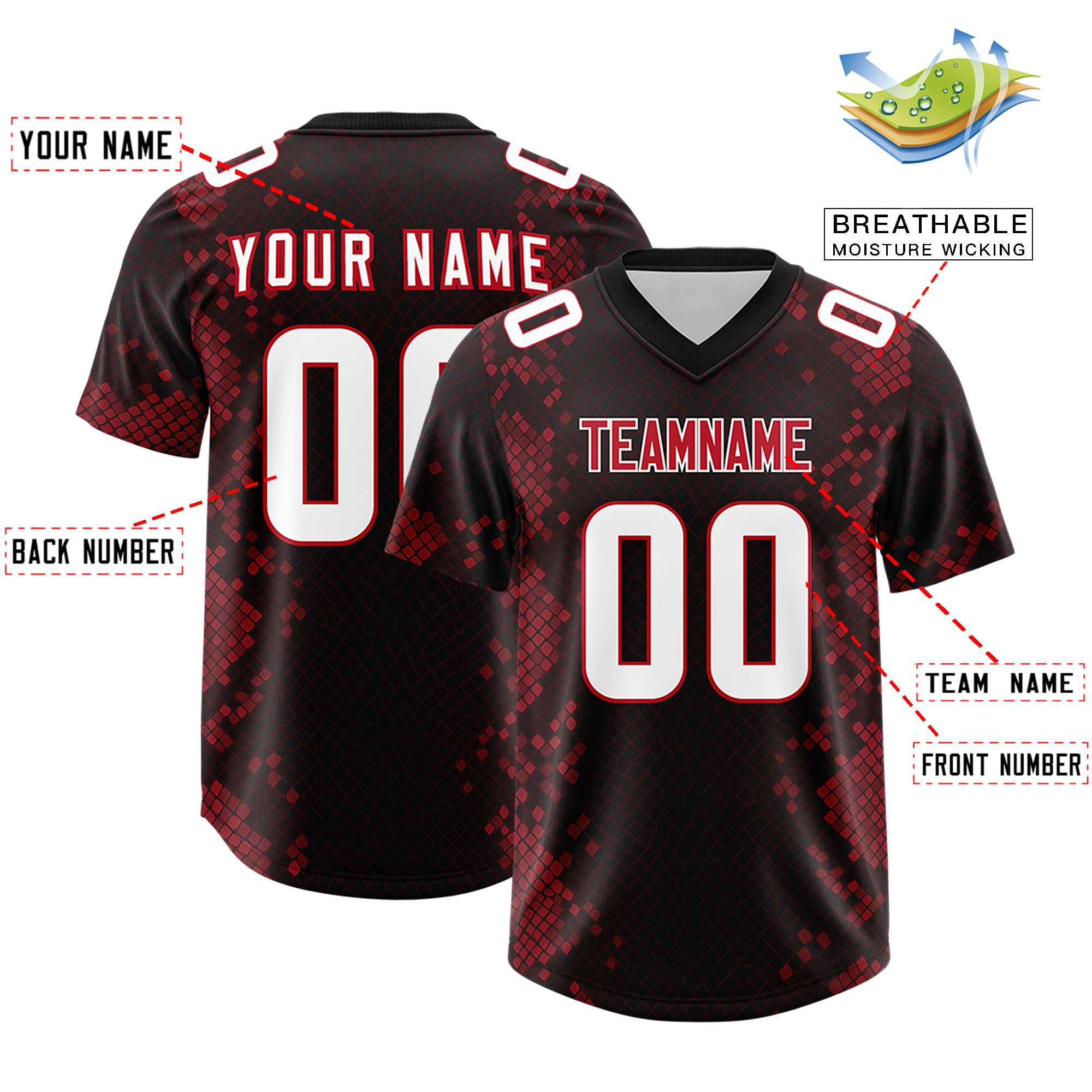 Custom Black Personalized Snakeskin Graffiti Pattern Authentic Football Jersey