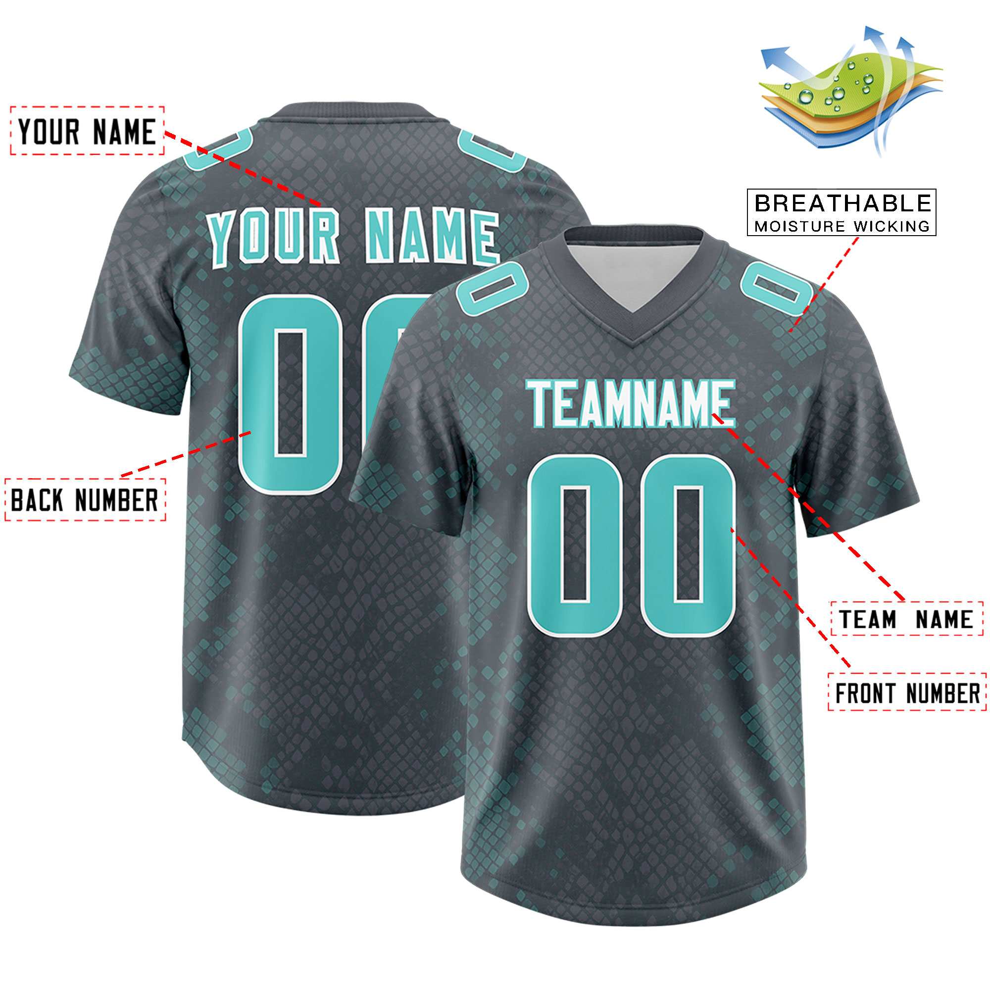 Custom Gray Personalized Snakeskin Graffiti Pattern Authentic Football Jersey