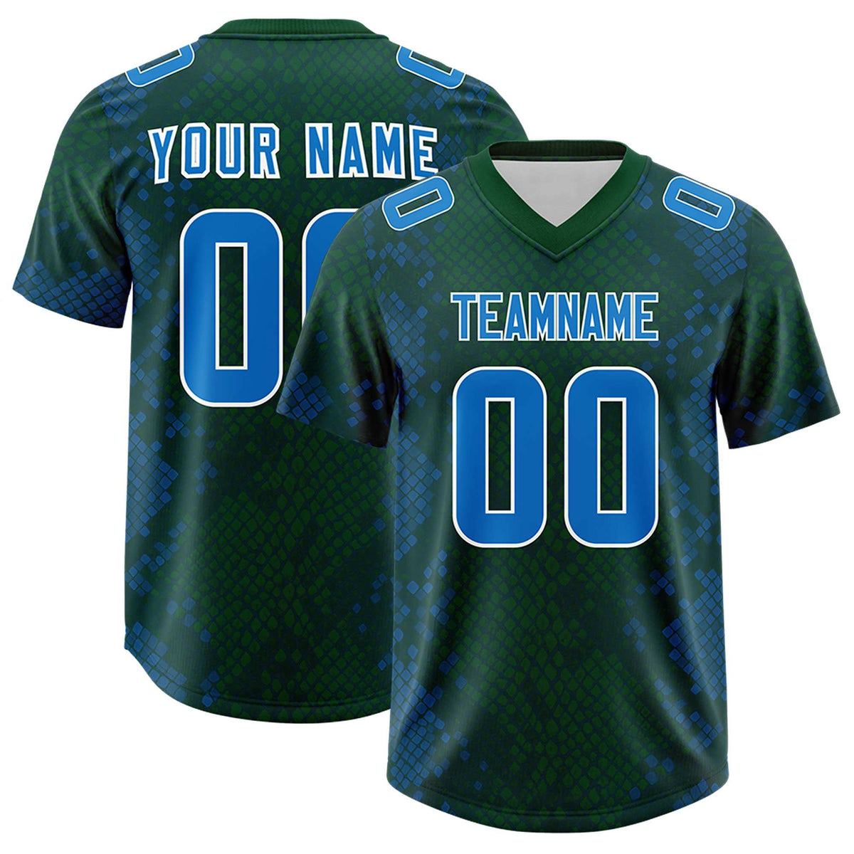 Custom Green Personalized Snakeskin Graffiti Pattern Authentic Football Jersey