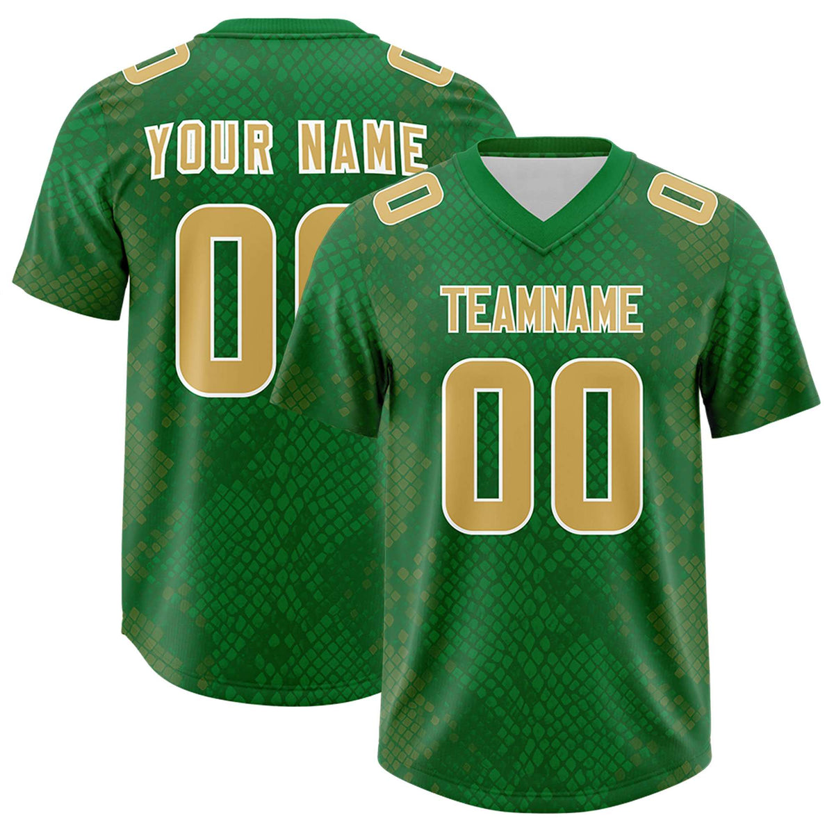 Custom Kelly Green Personalized Snakeskin Graffiti Pattern Authentic Football Jersey