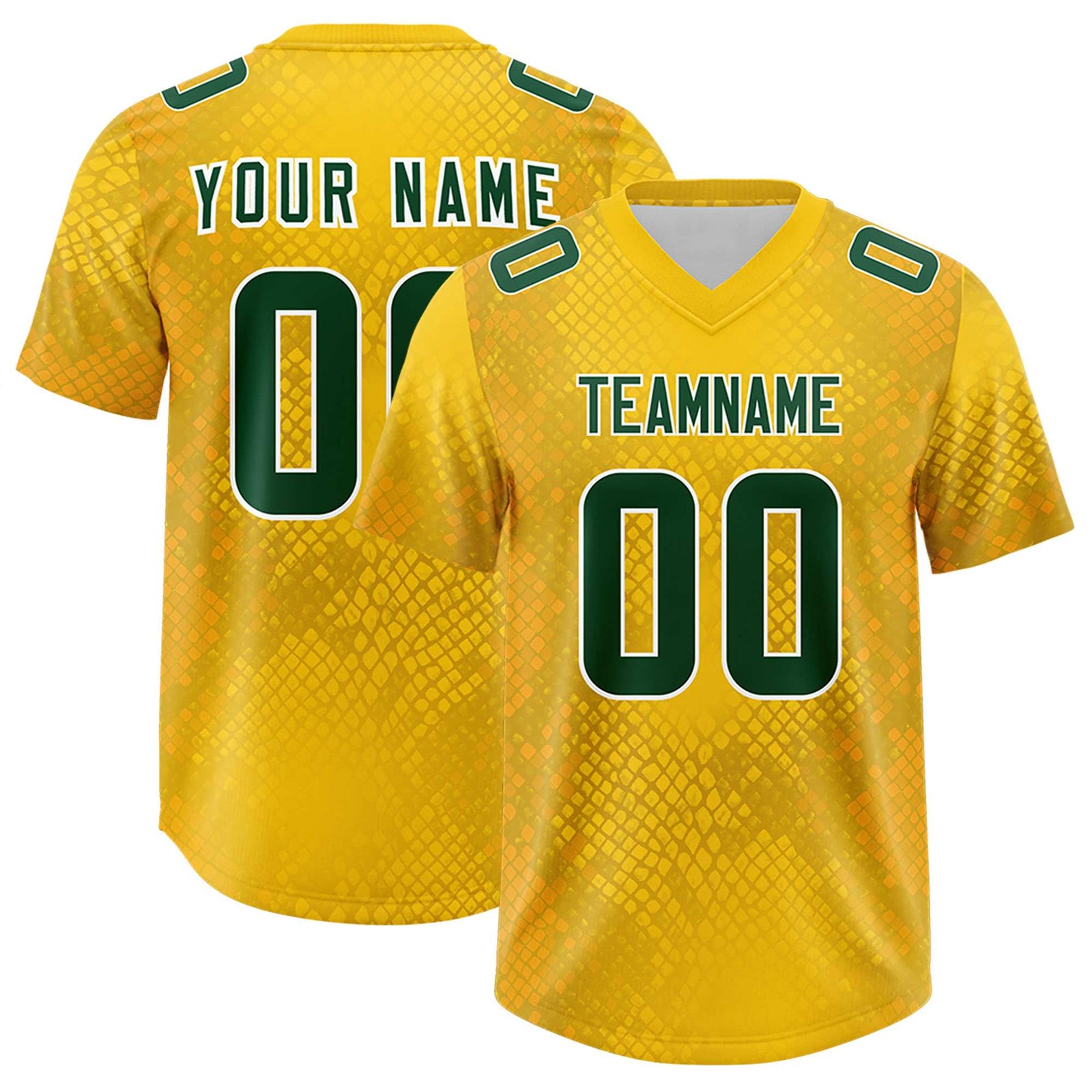 Custom Gold Personalized Snakeskin Graffiti Pattern Authentic Football Jersey