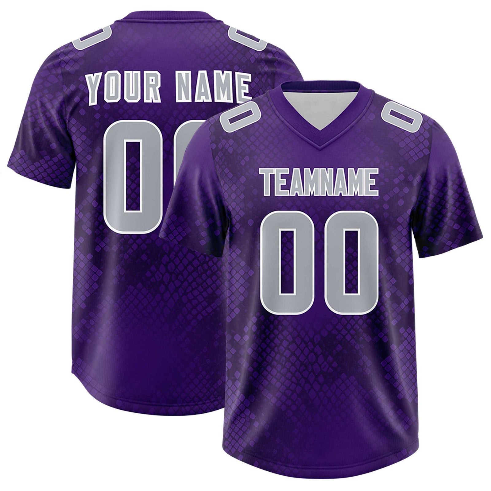 Custom Purple Personalized Snakeskin Graffiti Pattern Authentic Football Jersey