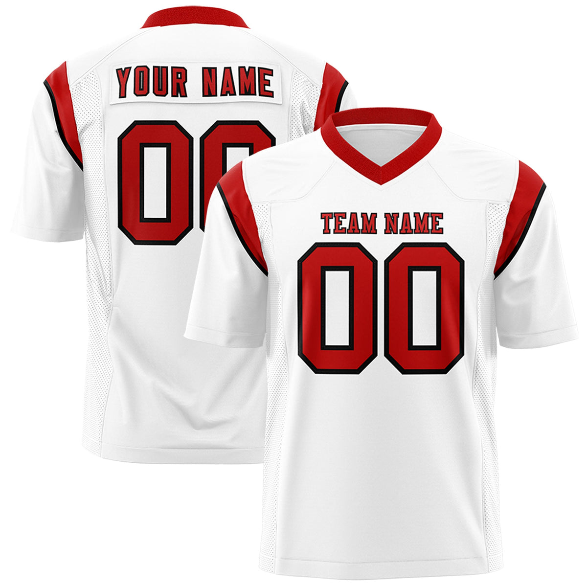 Custom Flag Football Jersey | White Red Color Block For Youth &amp; Men | Add Name, Number &amp; Logo | KXKSHOP