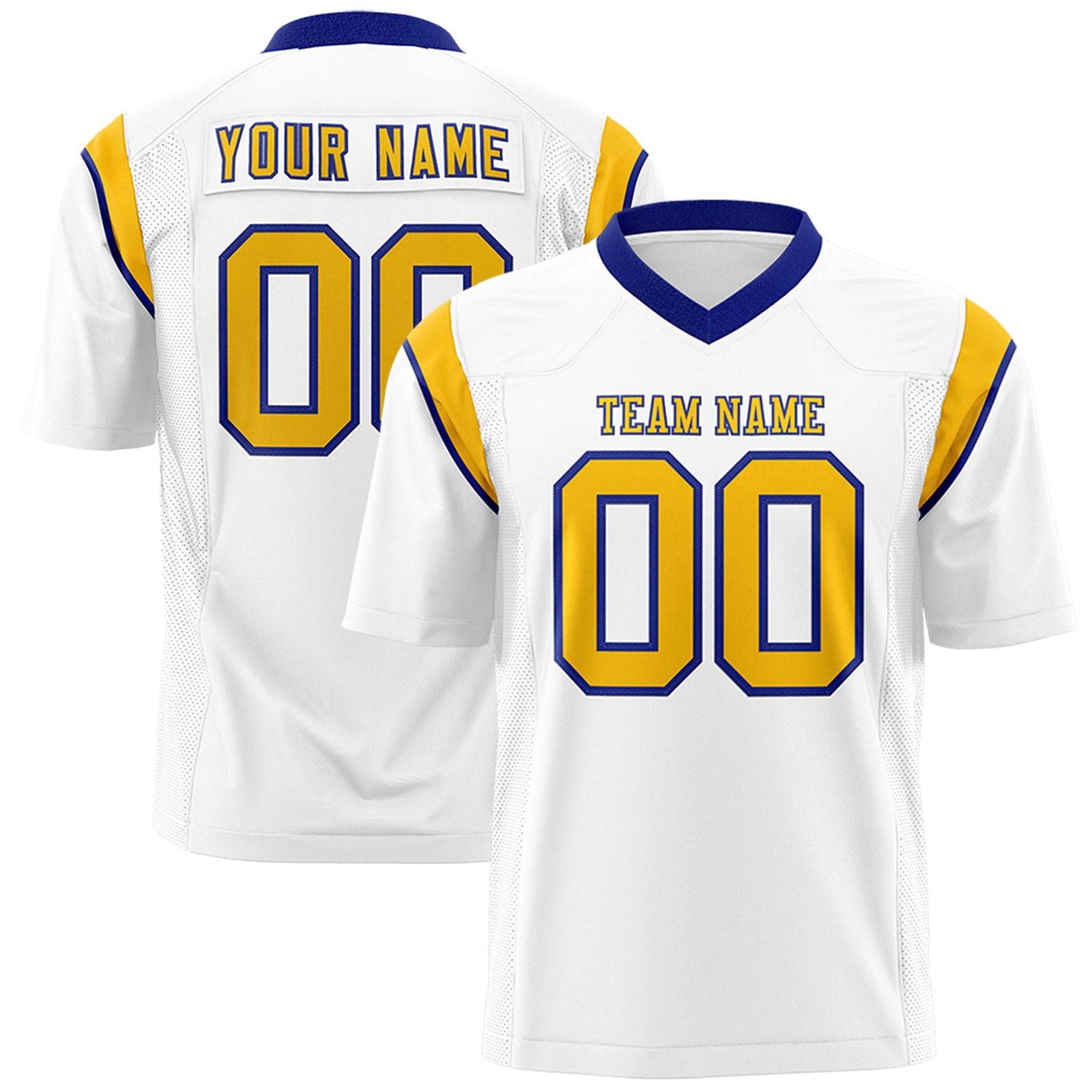 Custom Flag Football Jersey | White Yellow Color Block For Youth & Men | Add Name, Number & Logo | KXKSHOP