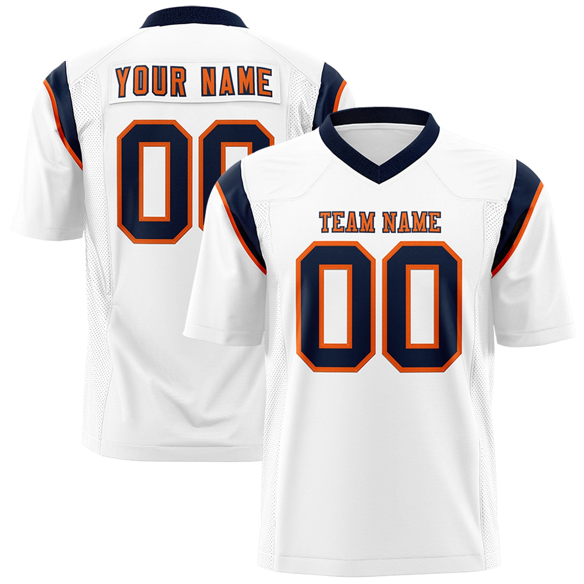 Custom Flag Football Jersey | White Navy Color Block For Youth & Men | Add Name, Number & Logo | KXKSHOP