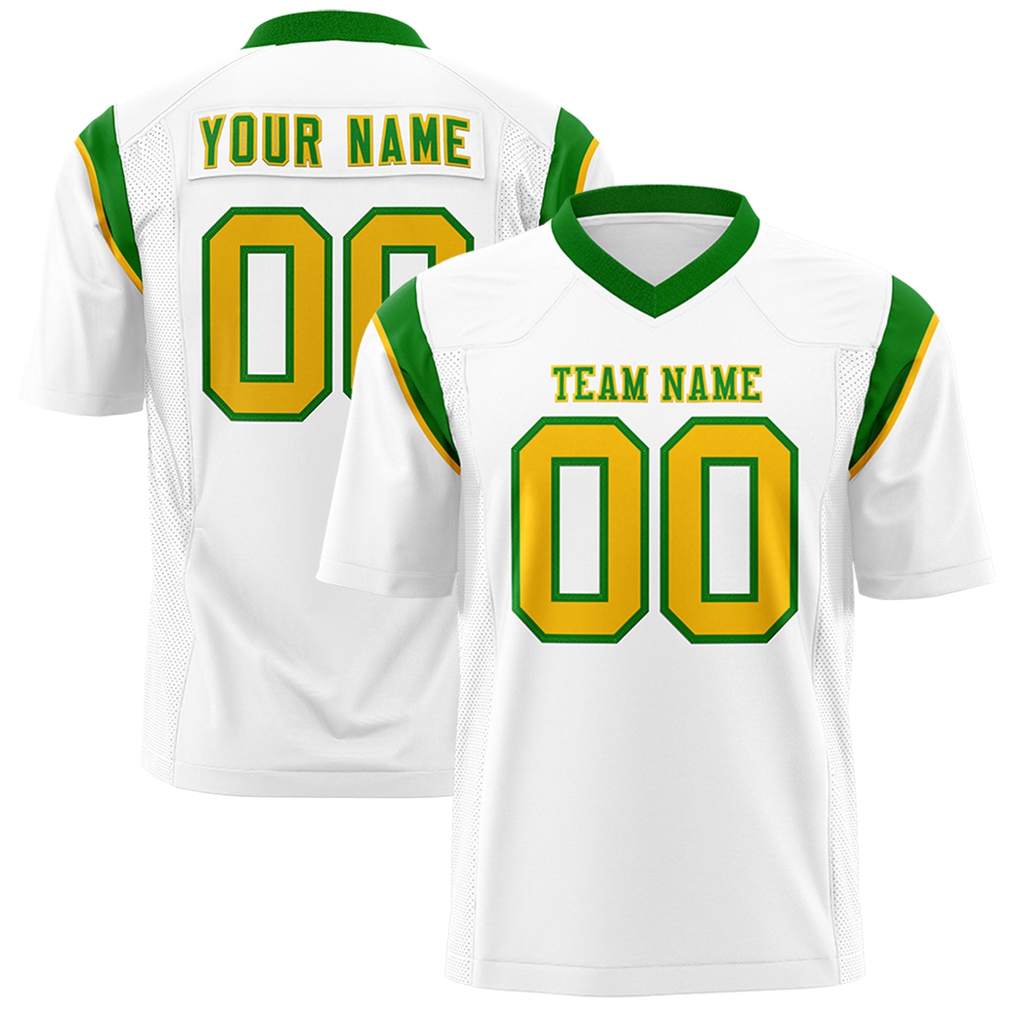 Custom White Kelly Green Personalized Shoulder Cut Two-Tone Authentic Football Jersey