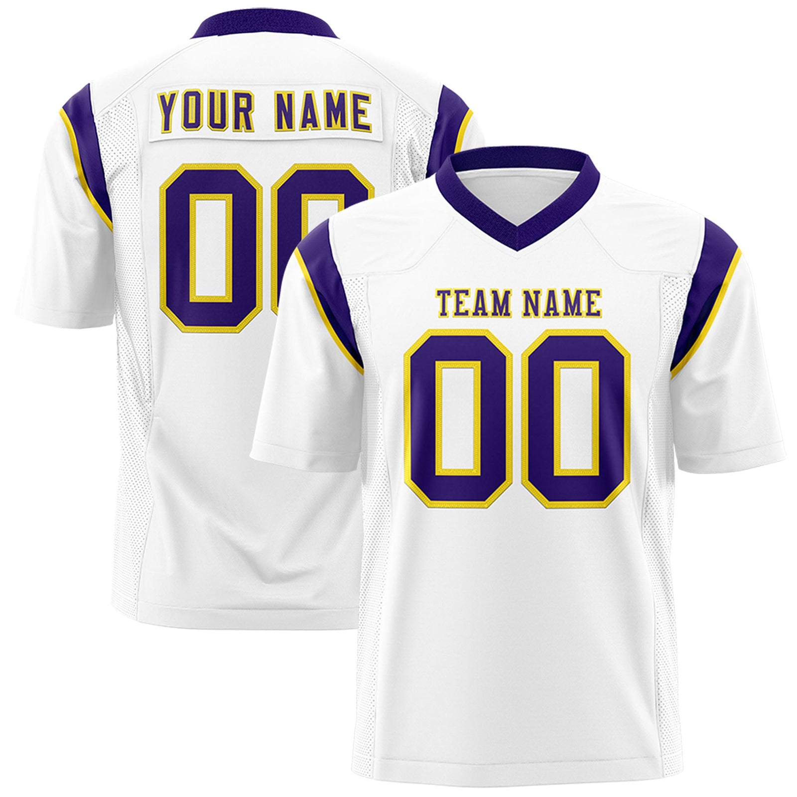 Custom Flag Football Jersey | White Purple Color Block For Youth & Men | Add Name, Number & Logo | KXKSHOP