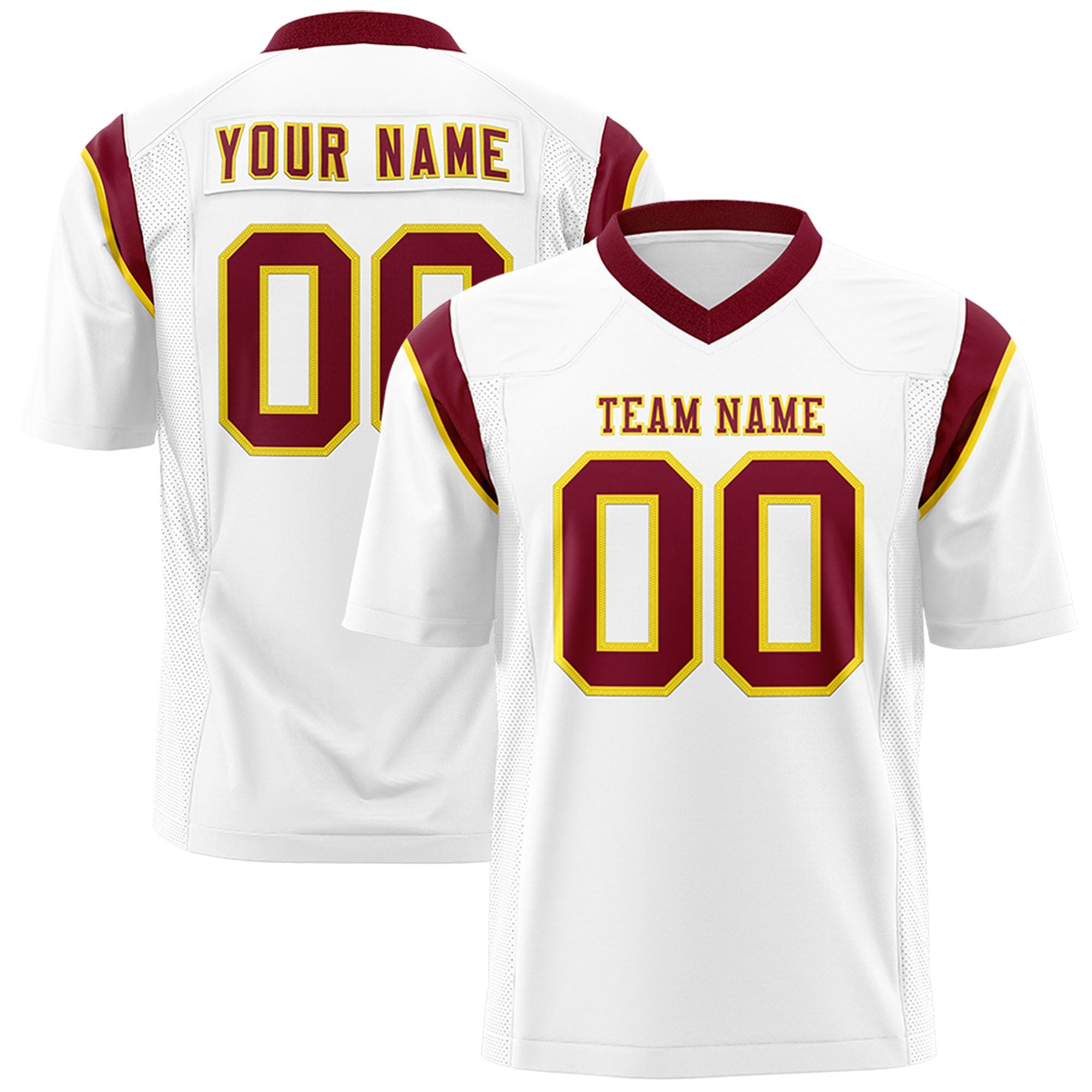 Custom Flag Football Jersey | White Cardinal Color Block For Youth & Men | Add Name, Number & Logo | KXKSHOP