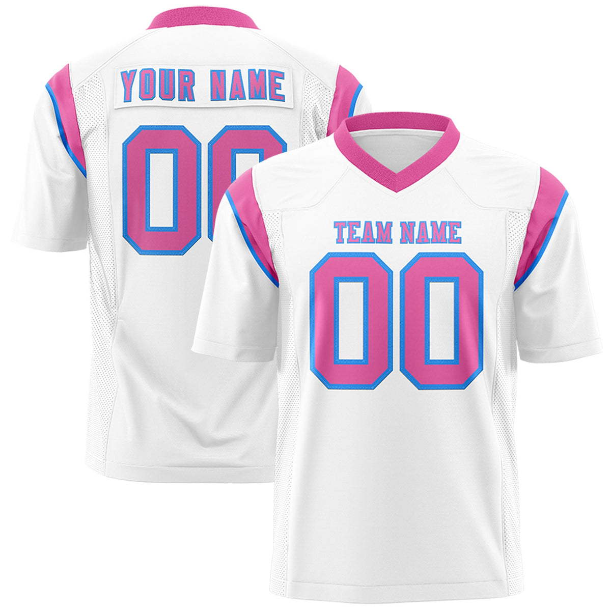 Custom Flag Football Jersey | White Pink Color Block For Youth &amp; Men | Add Name, Number &amp; Logo | KXKSHOP