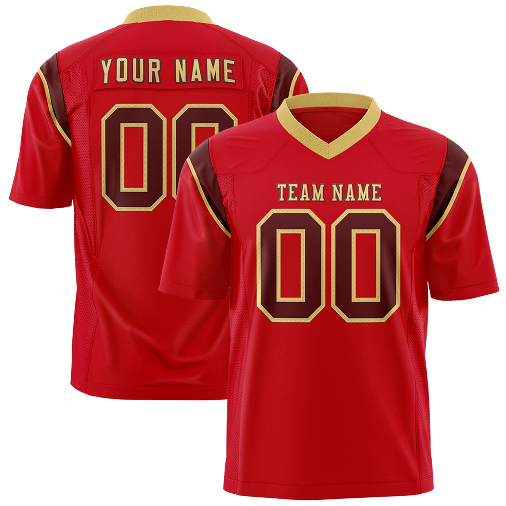 Custom Flag Football Jersey | Red Crimson Color Block For Youth & Men | Add Name, Number & Logo | KXKSHOP