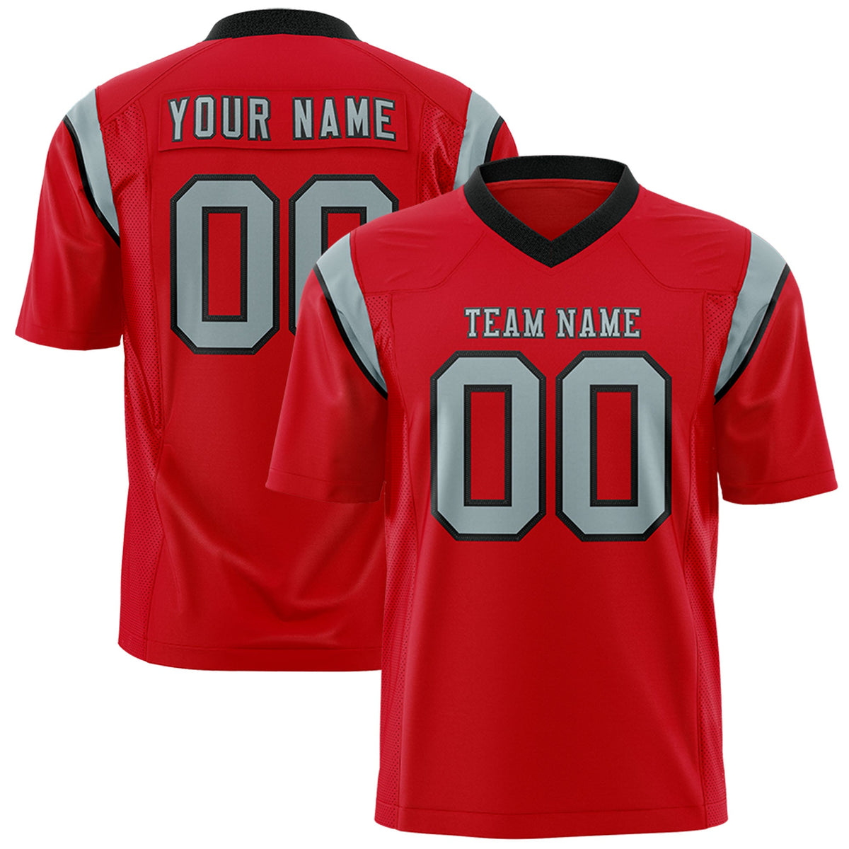 Custom Flag Football Jersey | Red Gray Color Block For Youth &amp; Men | Add Name, Number &amp; Logo | KXKSHOP