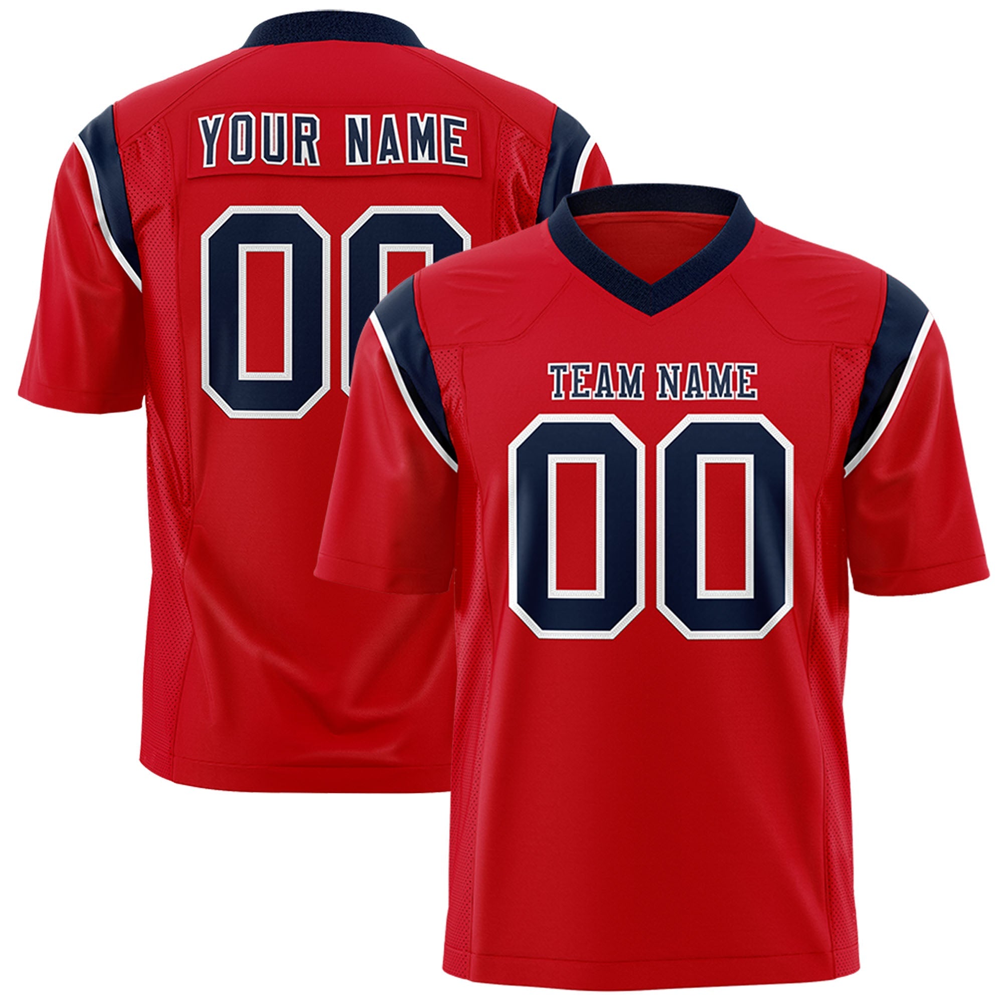 Custom Flag Football Jersey | Red Navy Color Block For Youth & Men | Add Name, Number & Logo | KXKSHOP