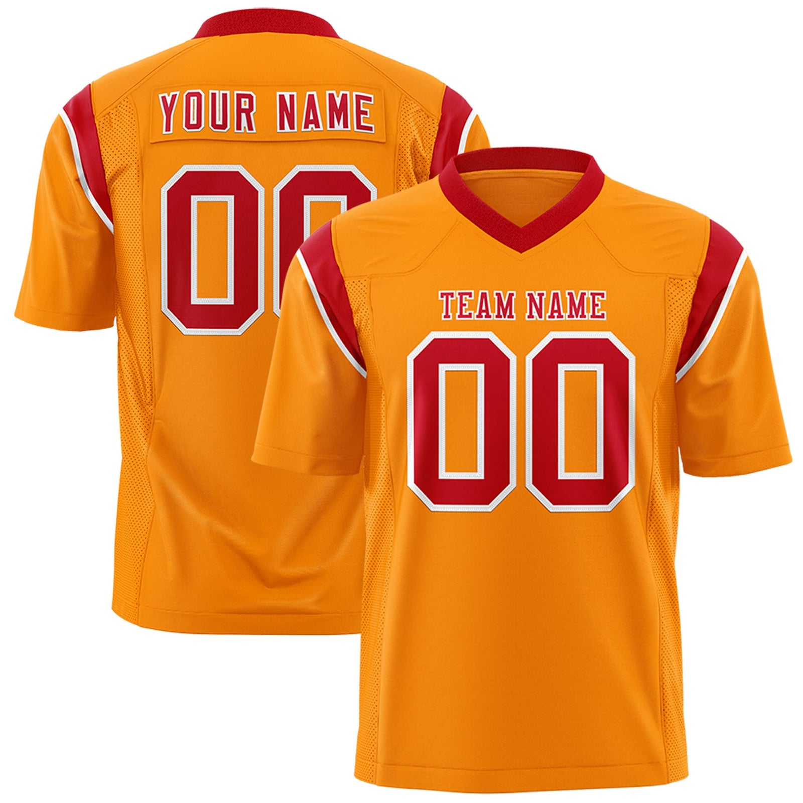 Custom Flag Football Jersey | Gold Orange Red Color Block For Youth & Men | Add Name, Number & Logo | KXKSHOP