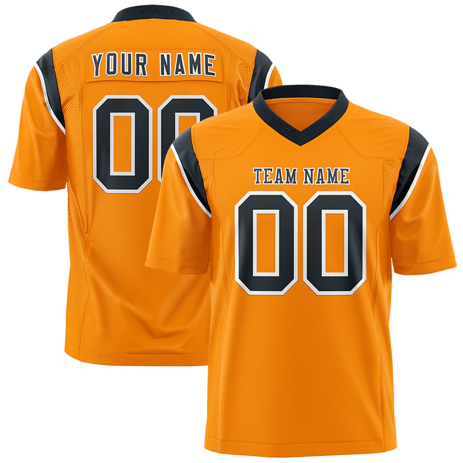 Custom Flag Football Jersey | Gold Orange Black Color Block For Youth & Men | Add Name, Number & Logo | KXKSHOP