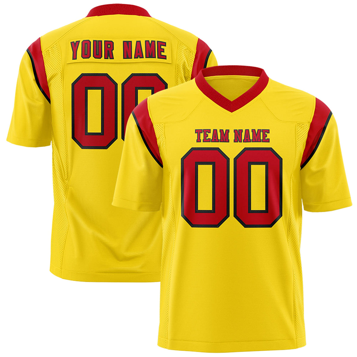 Custom Flag Football Jersey | Gold Red Color Block For Youth &amp; Men | Add Name, Number &amp; Logo | KXKSHOP