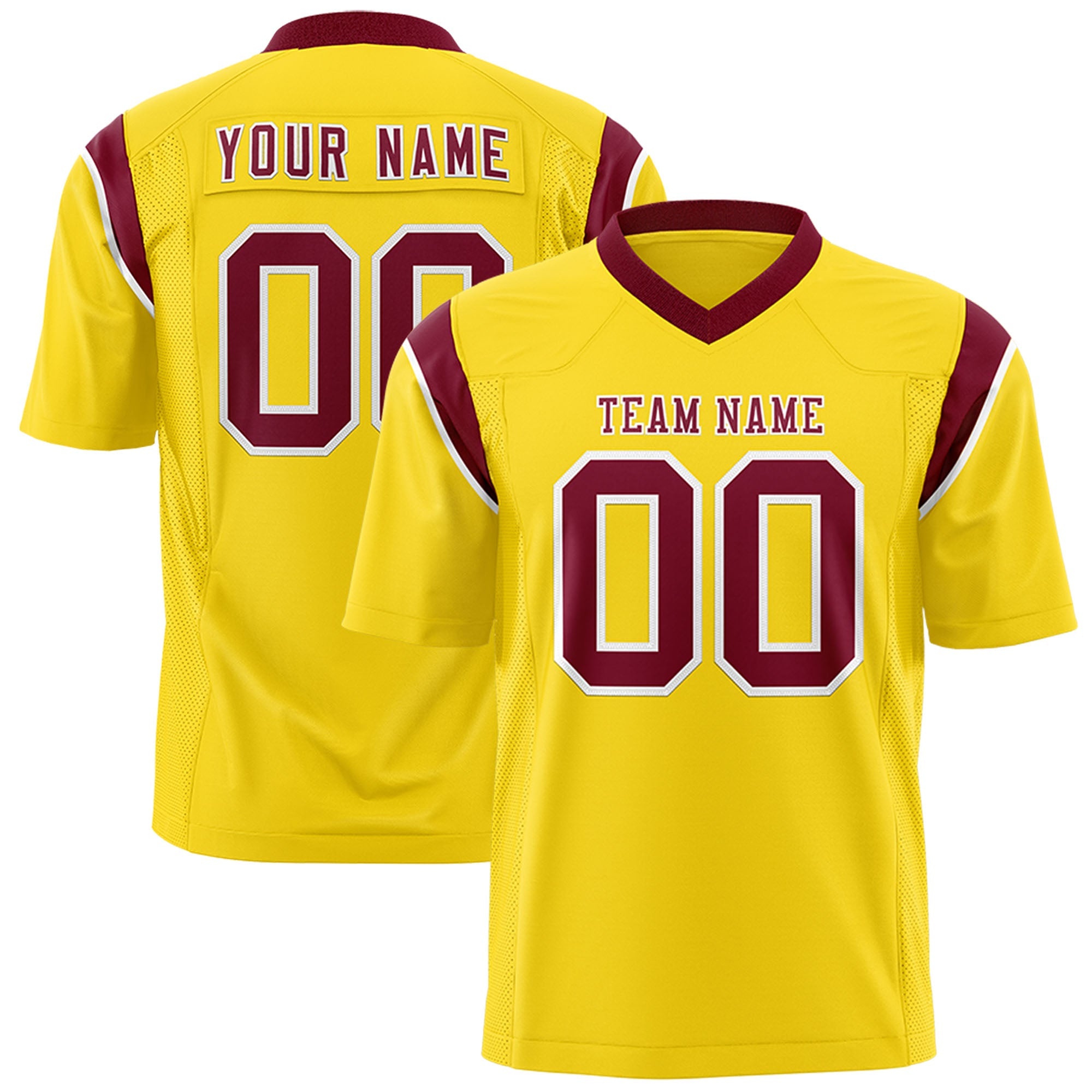 Custom Flag Football Jersey | Gold Crimson Color Block For Youth & Men | Add Name, Number & Logo | KXKSHOP