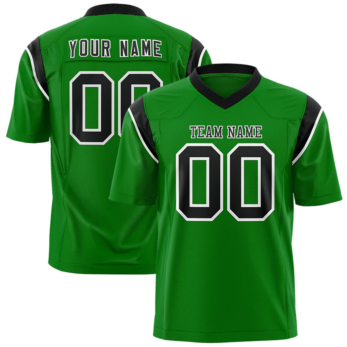 Custom Flag Football Jersey | Kelly Green Black Color Block For Youth &amp; Men | Add Name, Number &amp; Logo | KXKSHOP