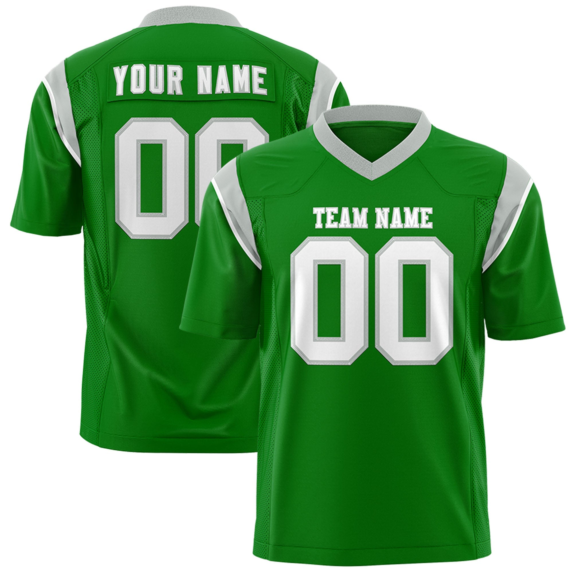 Custom Kelly Green Gray Personalized Shoulder Cut Two-Tone Authentic Football Jersey
