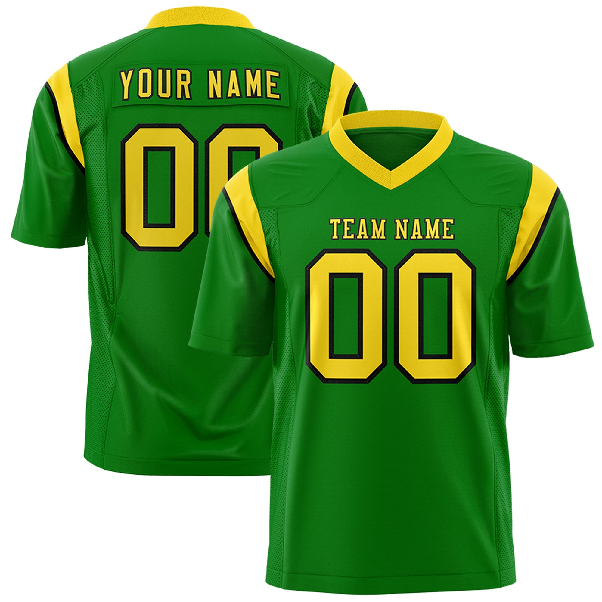Custom Kelly Green Gold Personalized Shoulder Cut Two-Tone Authentic Football Jersey