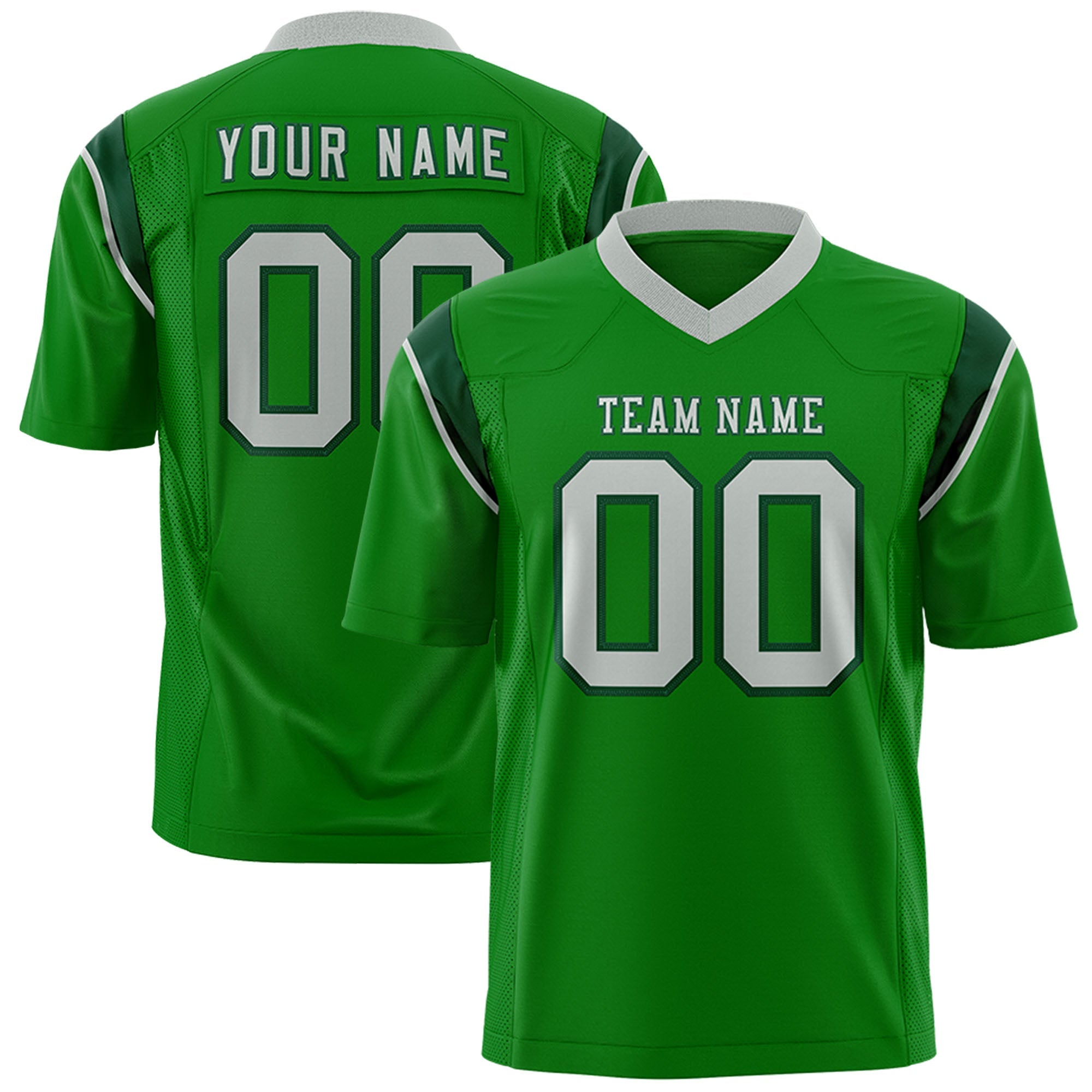 Custom Kelly Green Navy Personalized Shoulder Cut Two-Tone Authentic Football Jersey