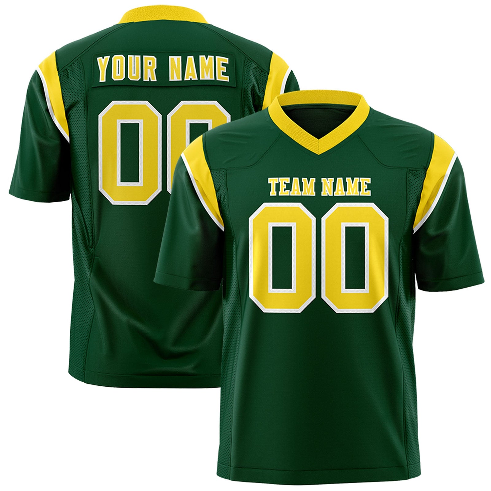 Custom Flag Football Jersey | Green Gold Color Block For Youth & Men | Add Name, Number & Logo | KXKSHOP