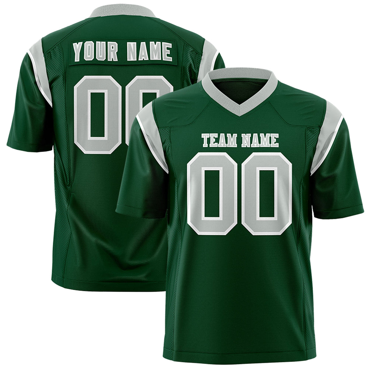 Custom Flag Football Jersey | Green Gray Color Block For Youth &amp; Men | Add Name, Number &amp; Logo | KXKSHOP