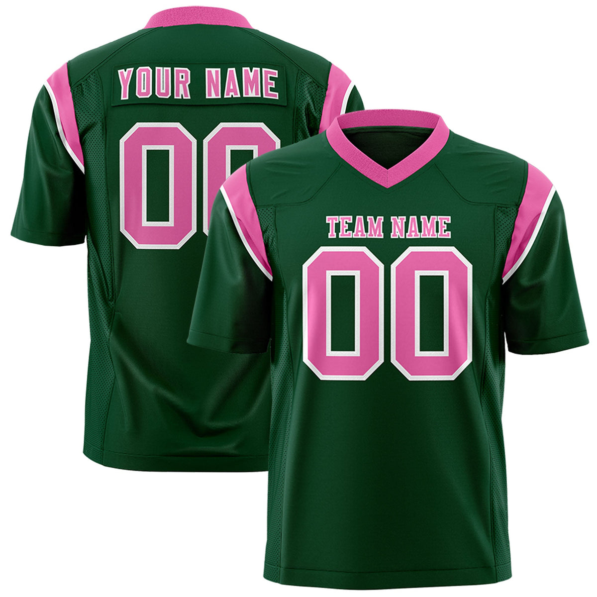 Custom Flag Football Jersey | Green Pink Color Block For Youth &amp; Men | Add Name, Number &amp; Logo | KXKSHOP