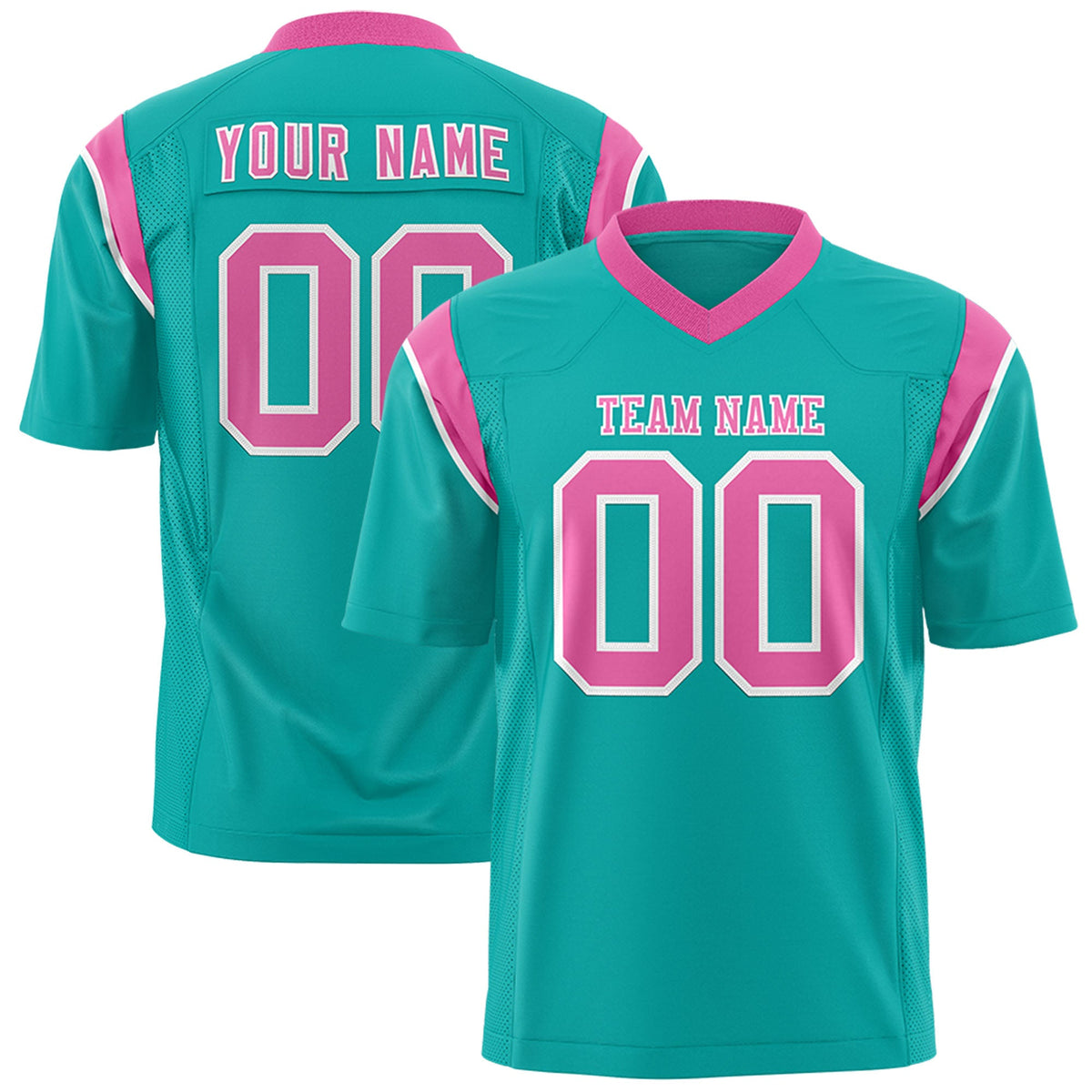 Custom Flag Football Jersey | Aqua Pink Color Block For Youth &amp; Men | Add Name, Number &amp; Logo | KXKSHOP