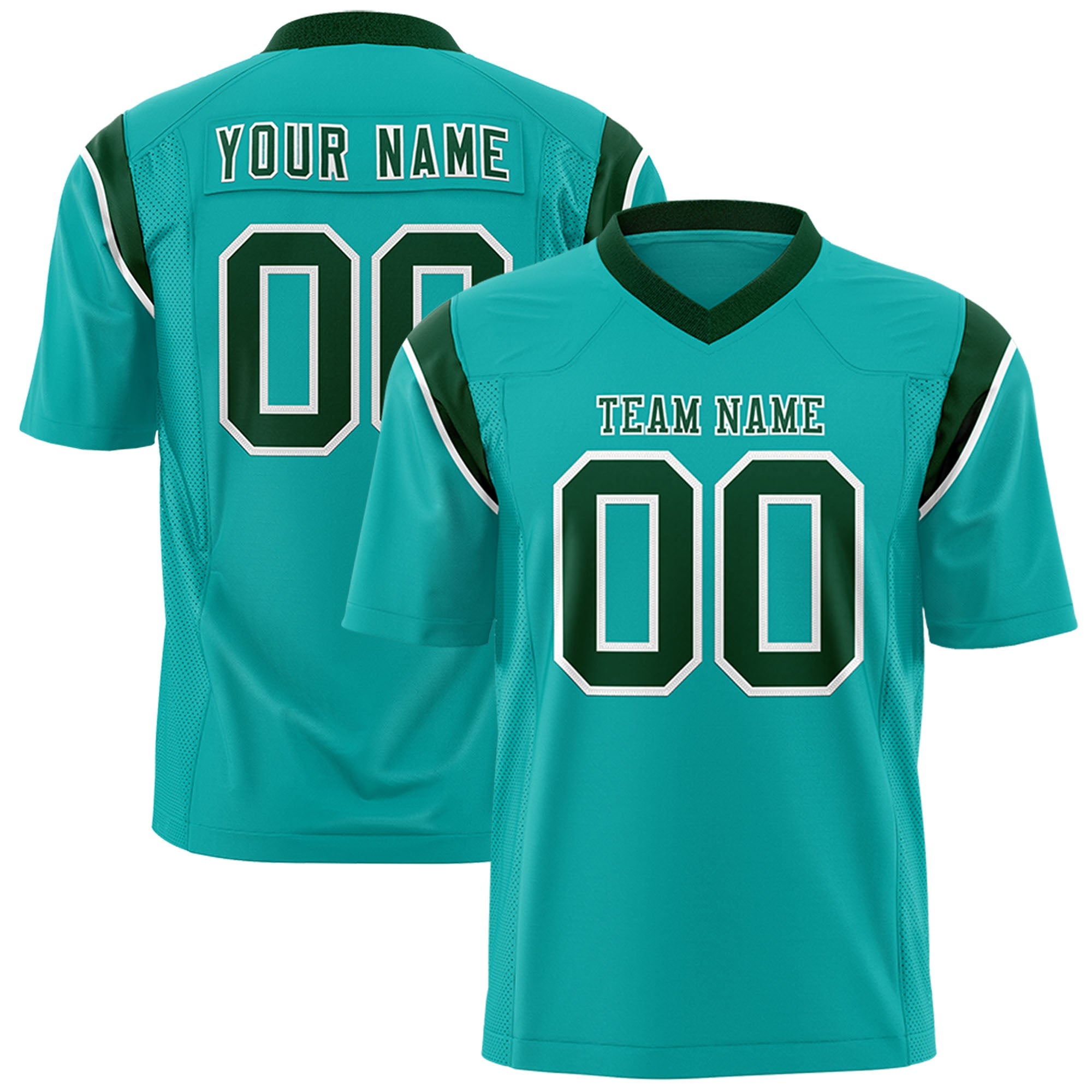Custom Flag Football Jersey | Aqua Green Color Block For Youth & Men | Add Name, Number & Logo | KXKSHOP