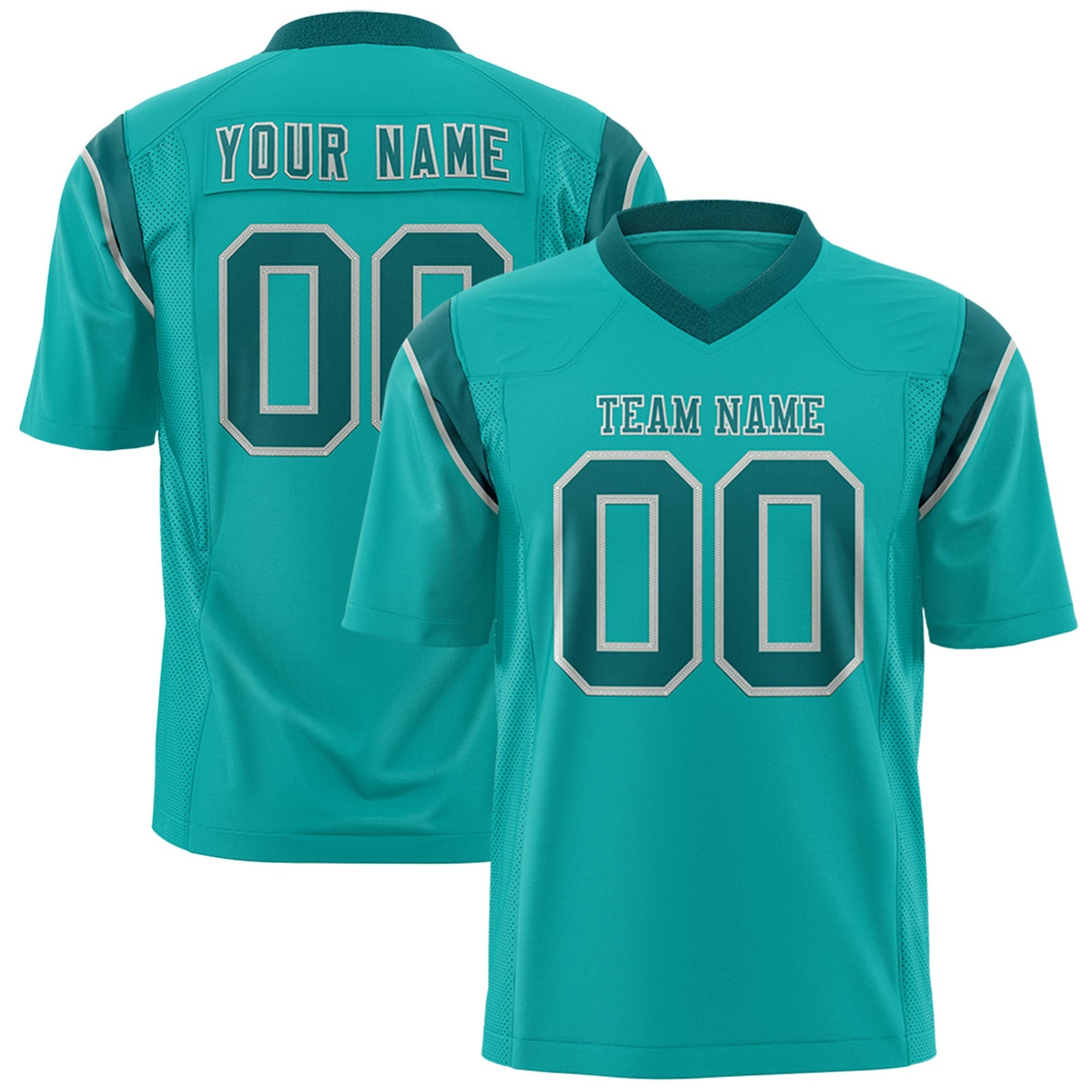 Custom Flag Football Jersey | Aqua Aqua Color Block For Youth & Men | Add Name, Number & Logo | KXKSHOP