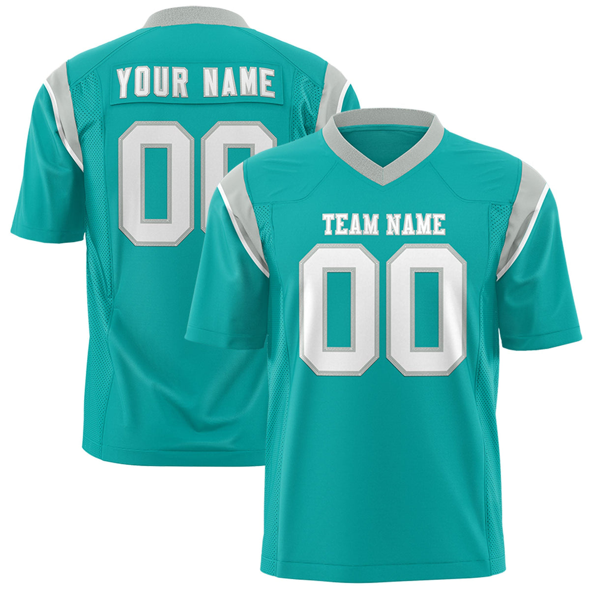 Custom Flag Football Jersey | Aqua White Color Block For Youth &amp; Men | Add Name, Number &amp; Logo | KXKSHOP