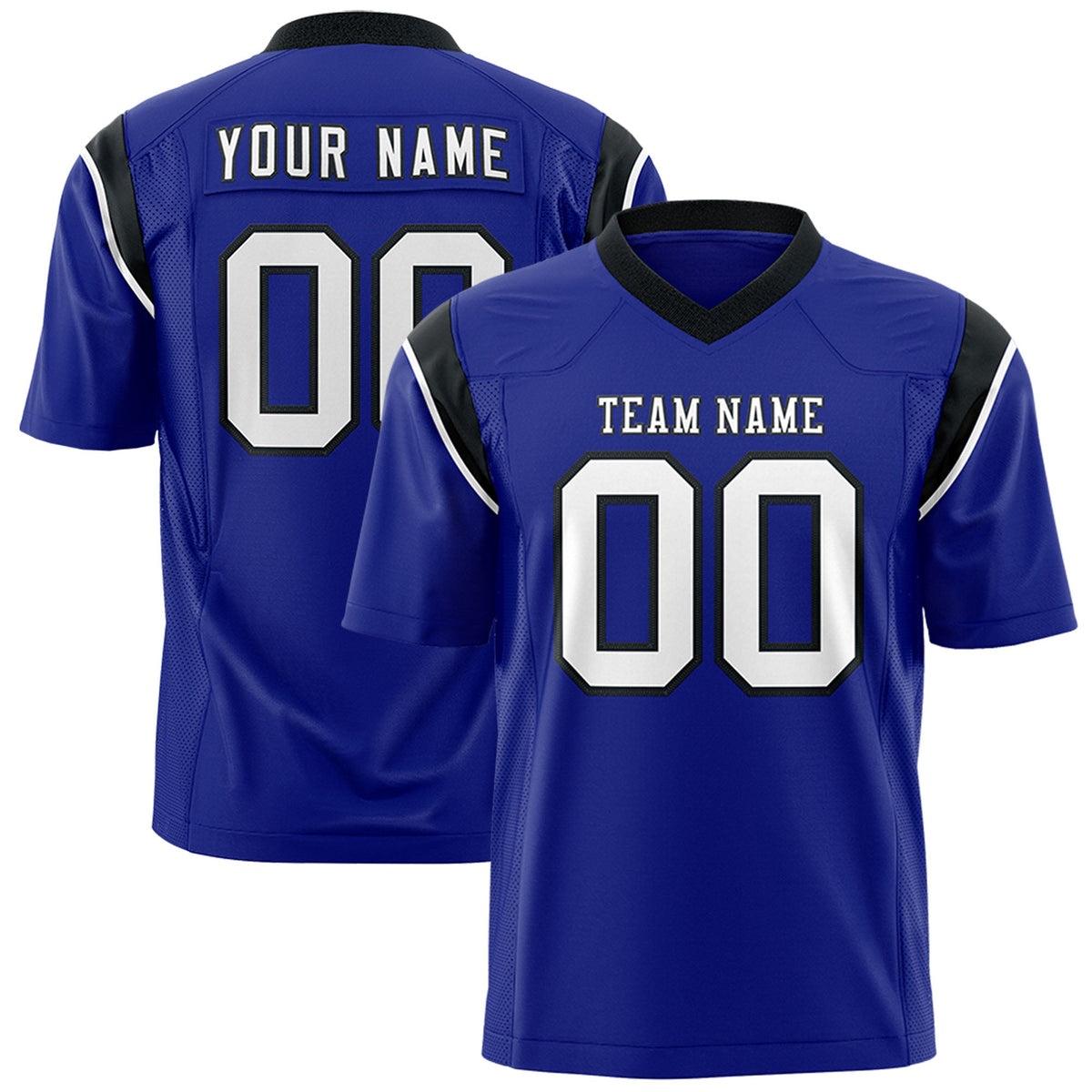 Custom Flag Football Jersey | Royal Black Color Block For Youth & Men | Add Name, Number & Logo | KXKSHOP