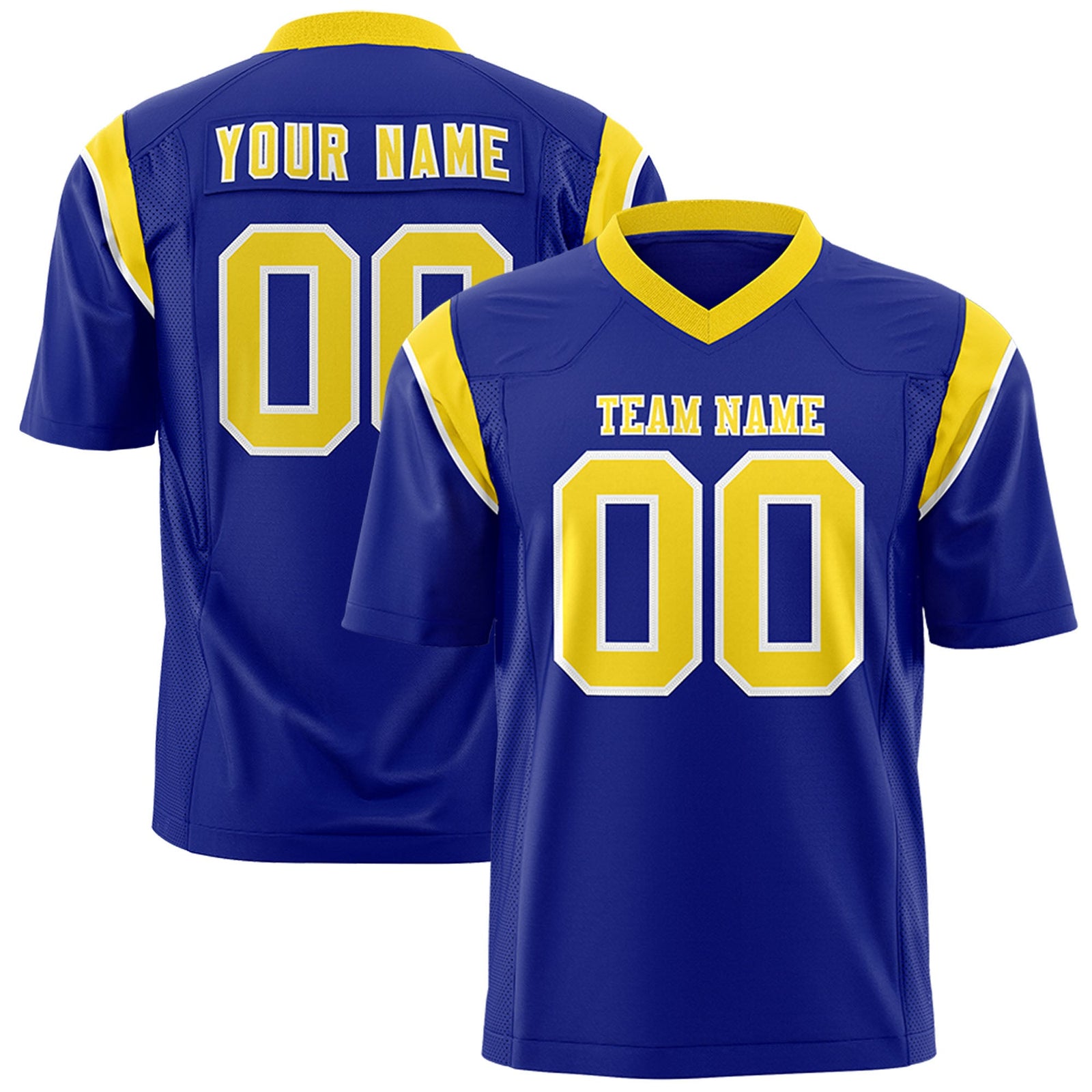 Custom Flag Football Jersey | Royal Gold Color Block For Youth & Men | Add Name, Number & Logo | KXKSHOP
