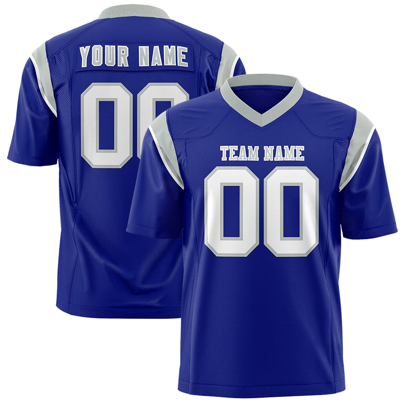 Custom Flag Football Jersey | Royal White Color Block For Youth & Men | Add Name, Number & Logo | KXKSHOP
