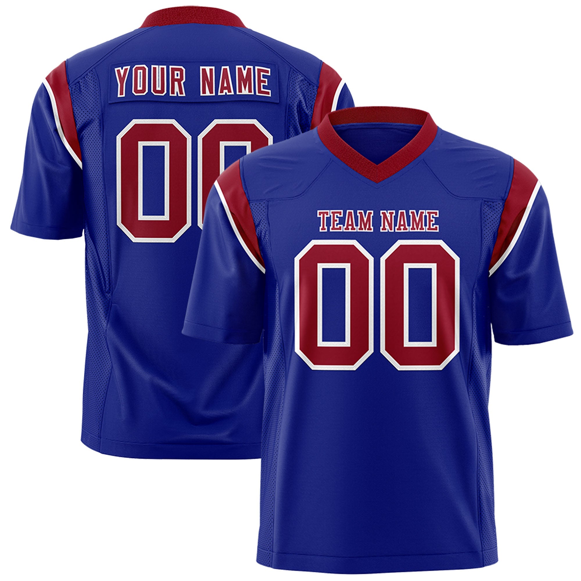 Custom Flag Football Jersey | Royal Cardinal Color Block For Youth & Men | Add Name, Number & Logo | KXKSHOP