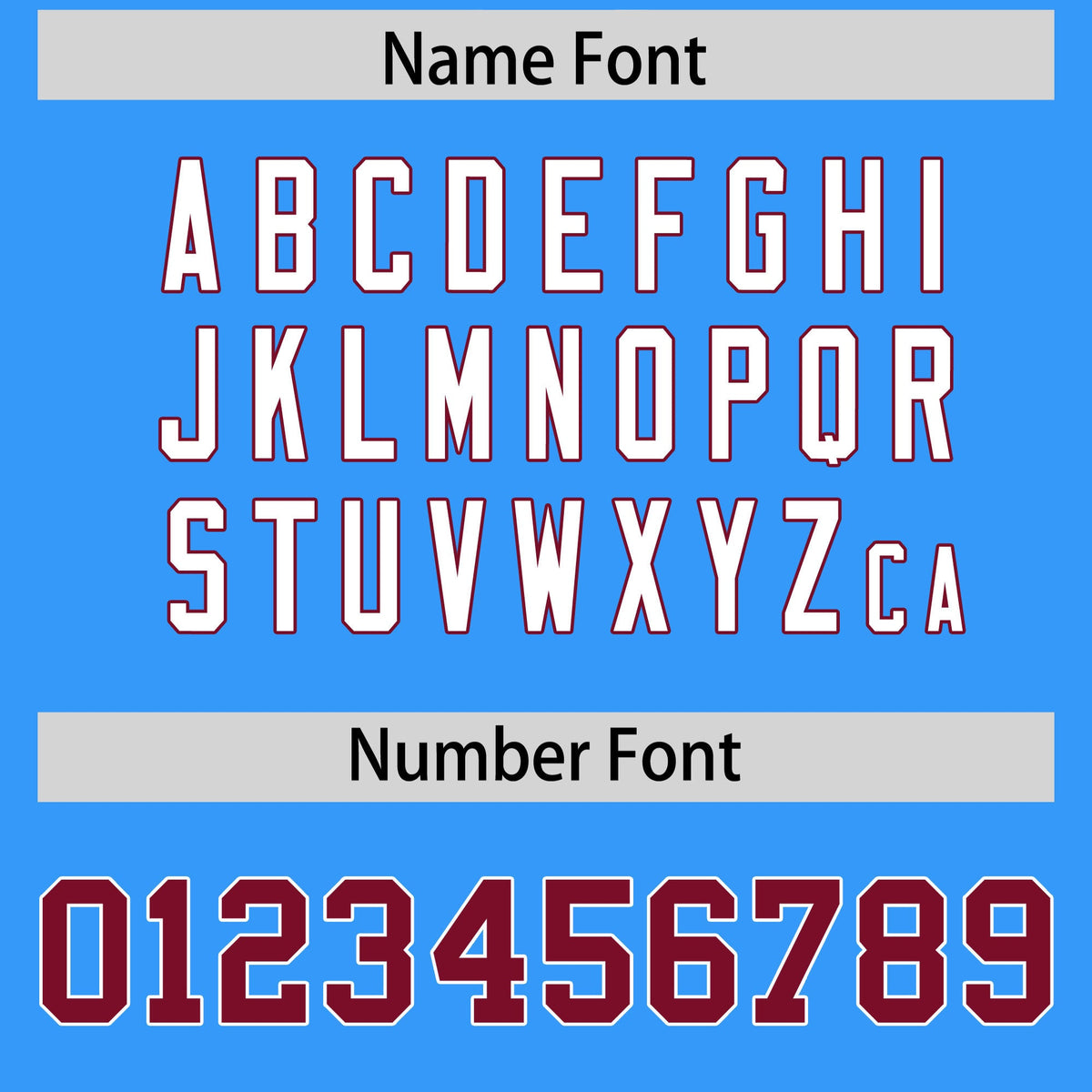 Custom Flag Football Jersey | Powder Blue Crimson Color Block For Youth &amp; Men | Add Name, Number &amp; Logo | KXKSHOP