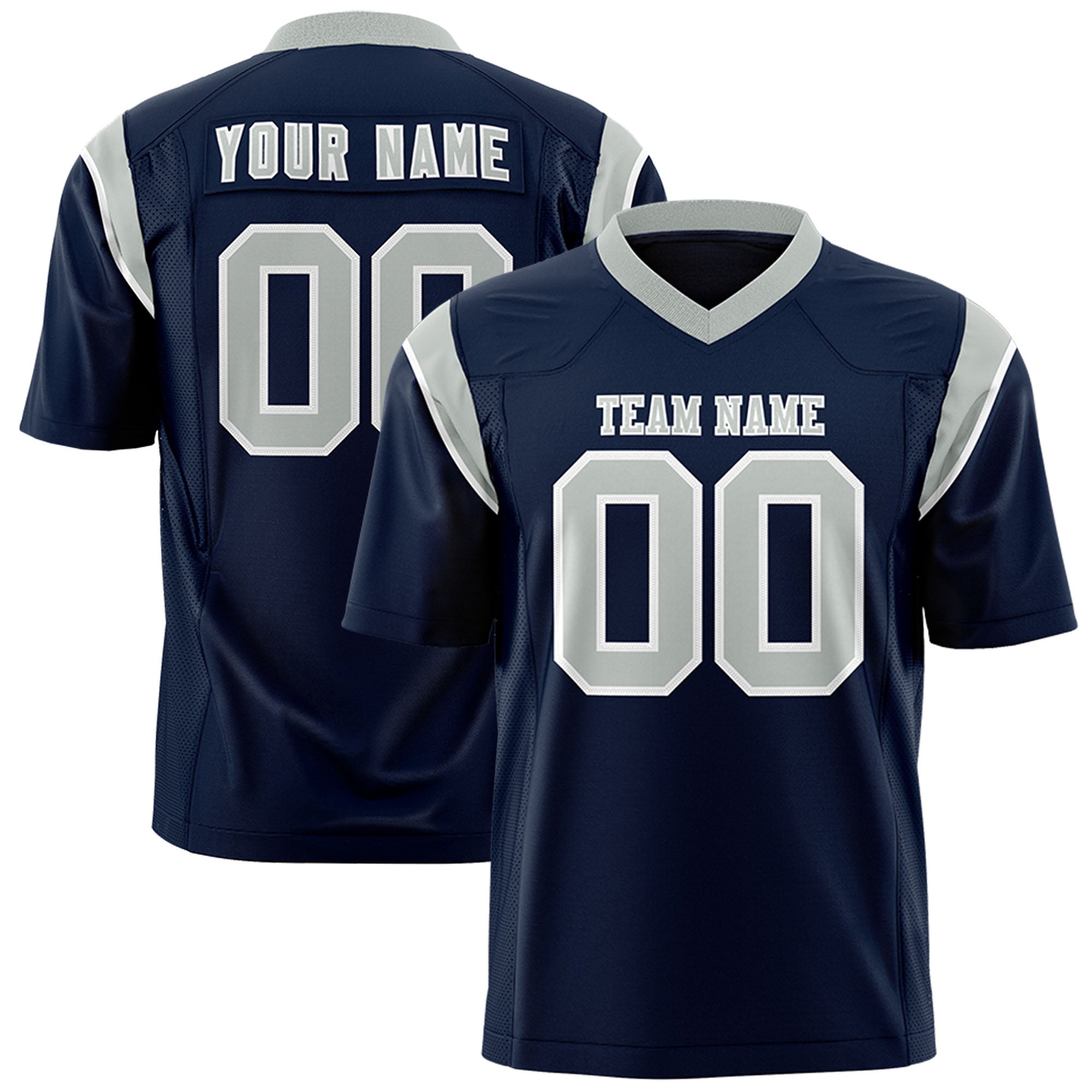 Custom Flag Football Jersey | Navy Gray Color Block For Youth & Men | Add Name, Number & Logo | KXKSHOP