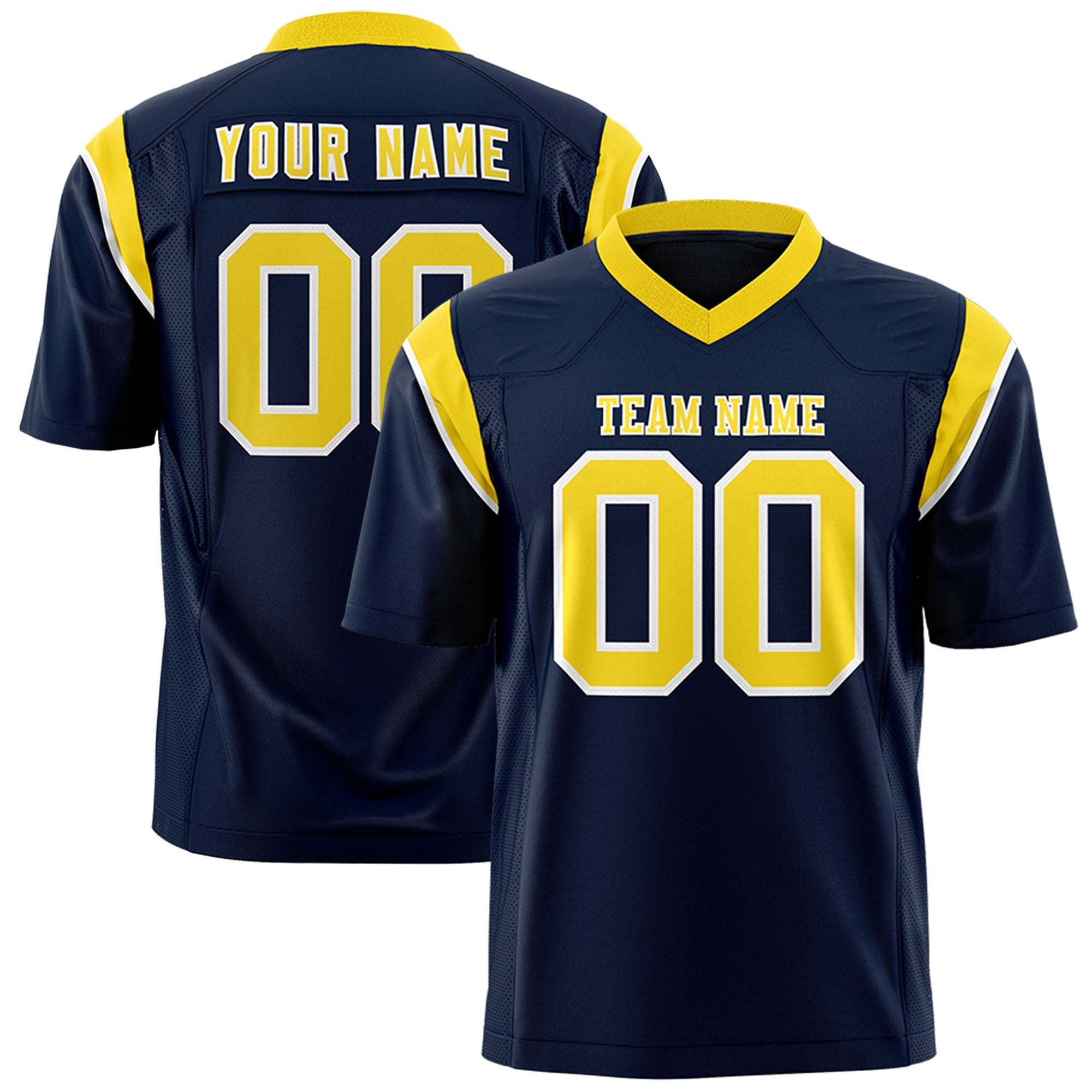Custom Flag Football Jersey | Navy Gold Color Block For Youth & Men | Add Name, Number & Logo | KXKSHOP