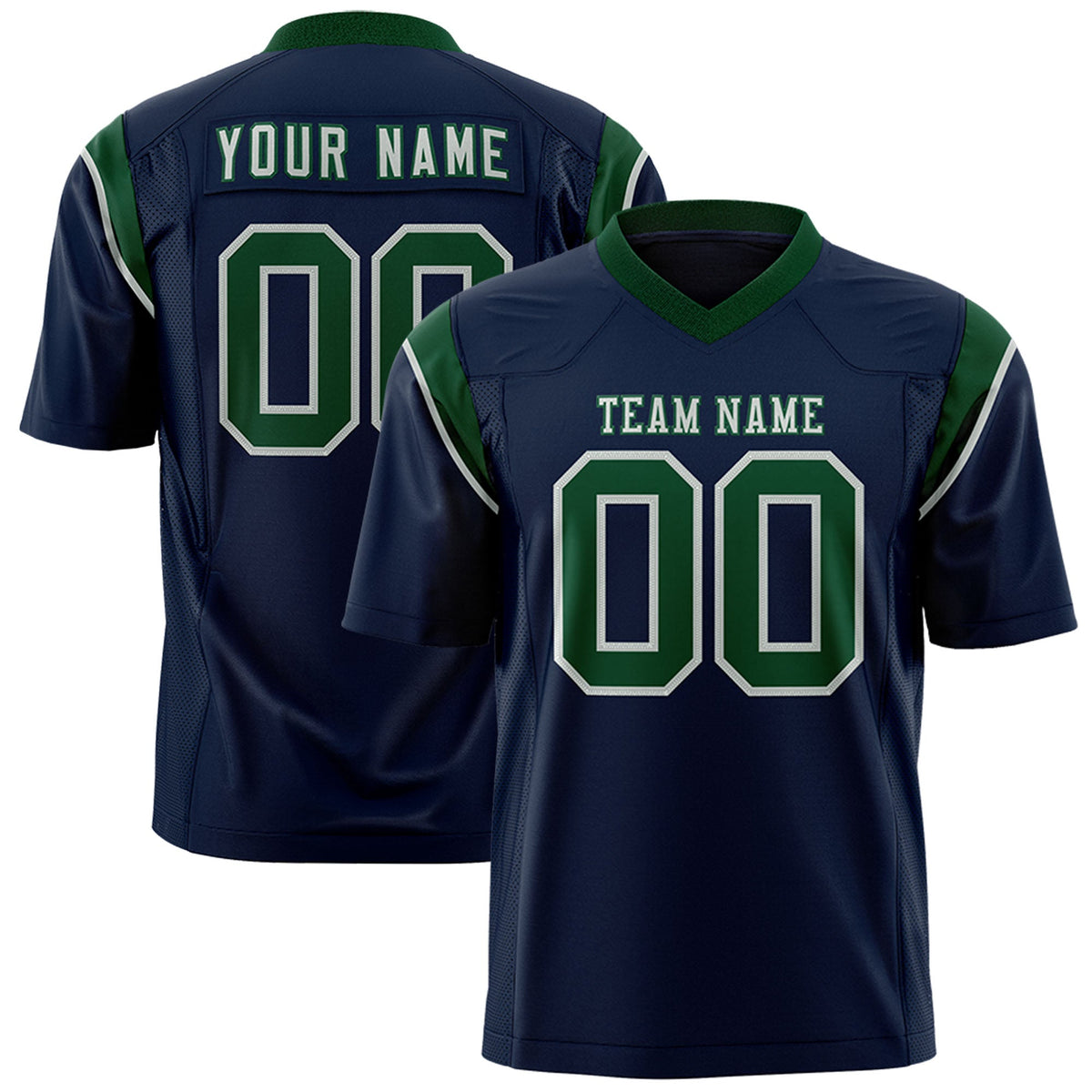 Custom Flag Football Jersey | Navy Green Color Block For Youth &amp; Men | Add Name, Number &amp; Logo | KXKSHOP