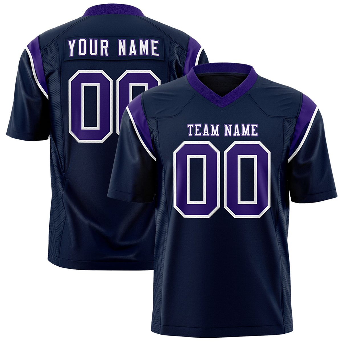 Custom Flag Football Jersey | Navy Purple Color Block For Youth &amp; Men | Add Name, Number &amp; Logo | KXKSHOP