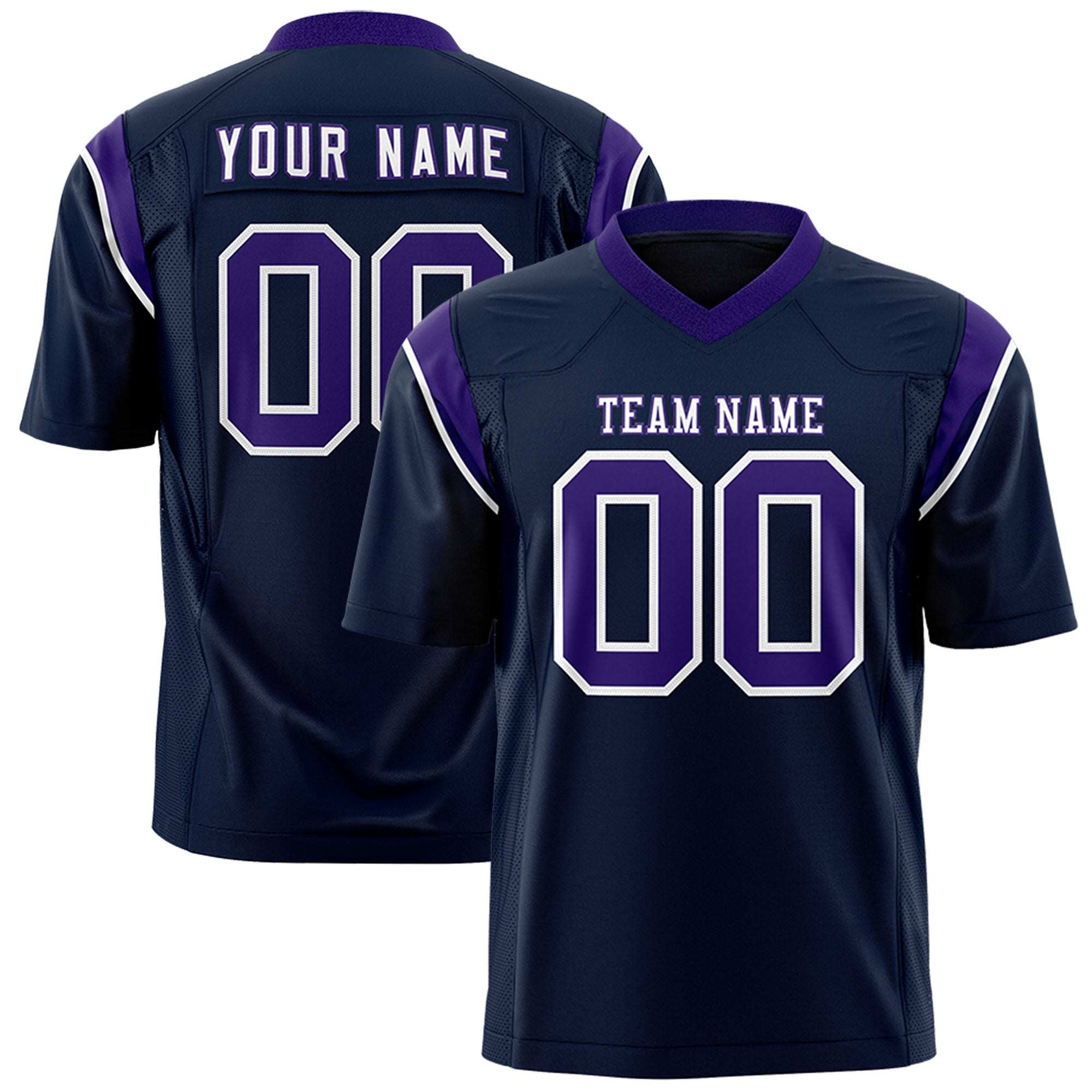 Custom Flag Football Jersey | Navy Purple Color Block For Youth & Men | Add Name, Number & Logo | KXKSHOP
