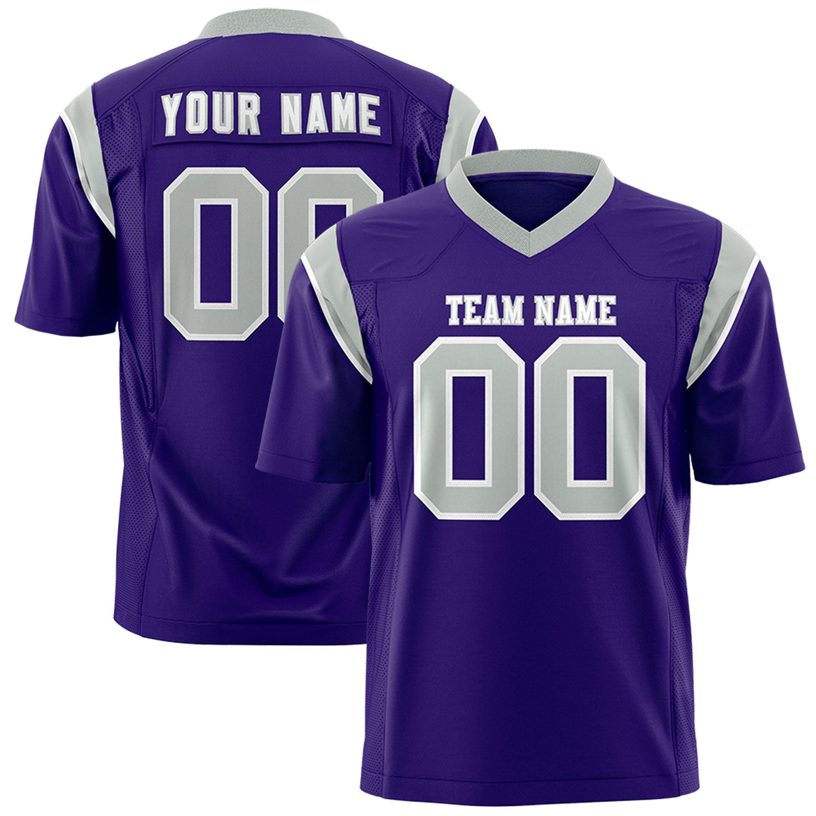 Custom Flag Football Jersey | Purple Gray Color Block For Youth & Men | Add Name, Number & Logo | KXKSHOP