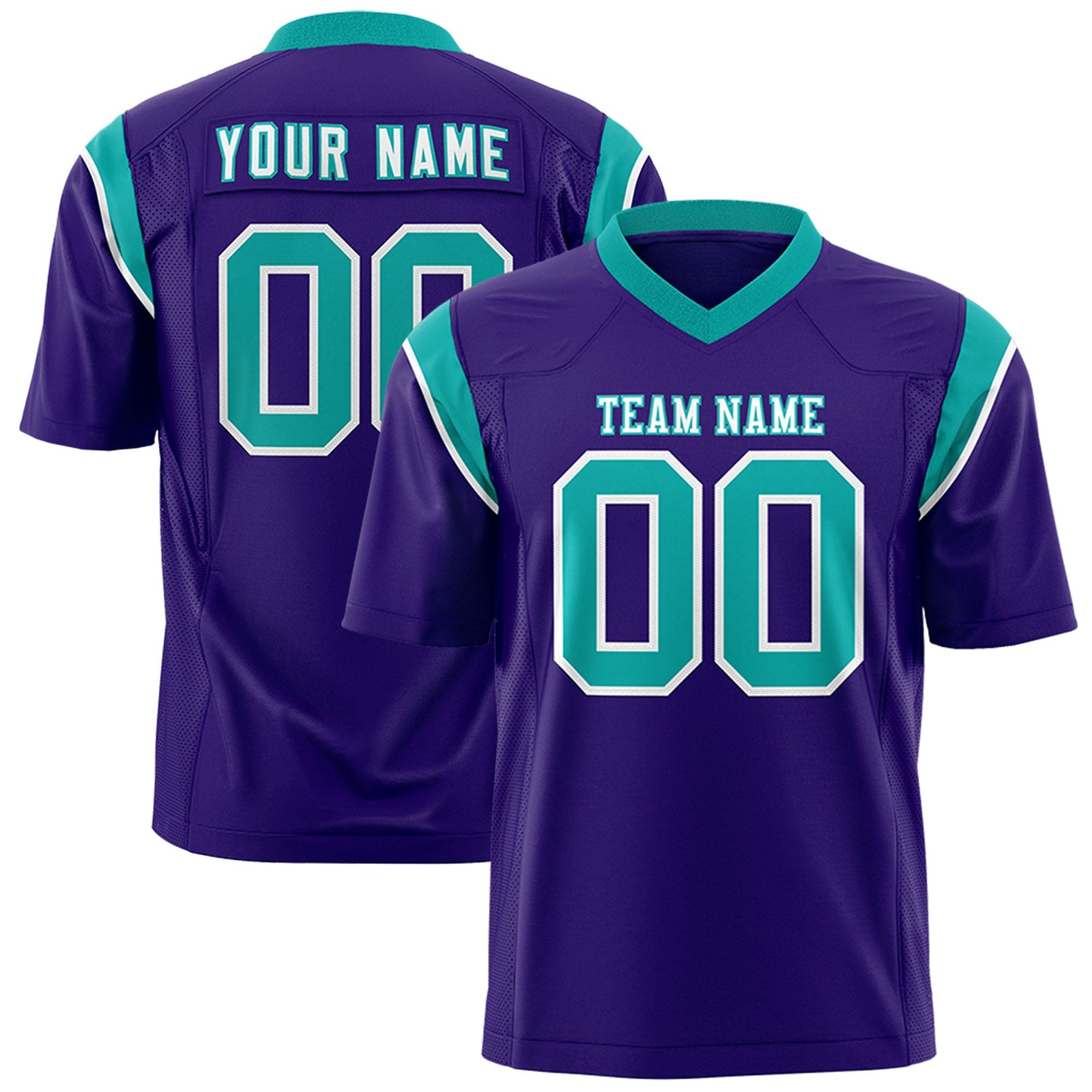 Custom Flag Football Jersey | Purple Aqua Color Block For Youth & Men | Add Name, Number & Logo | KXKSHOP