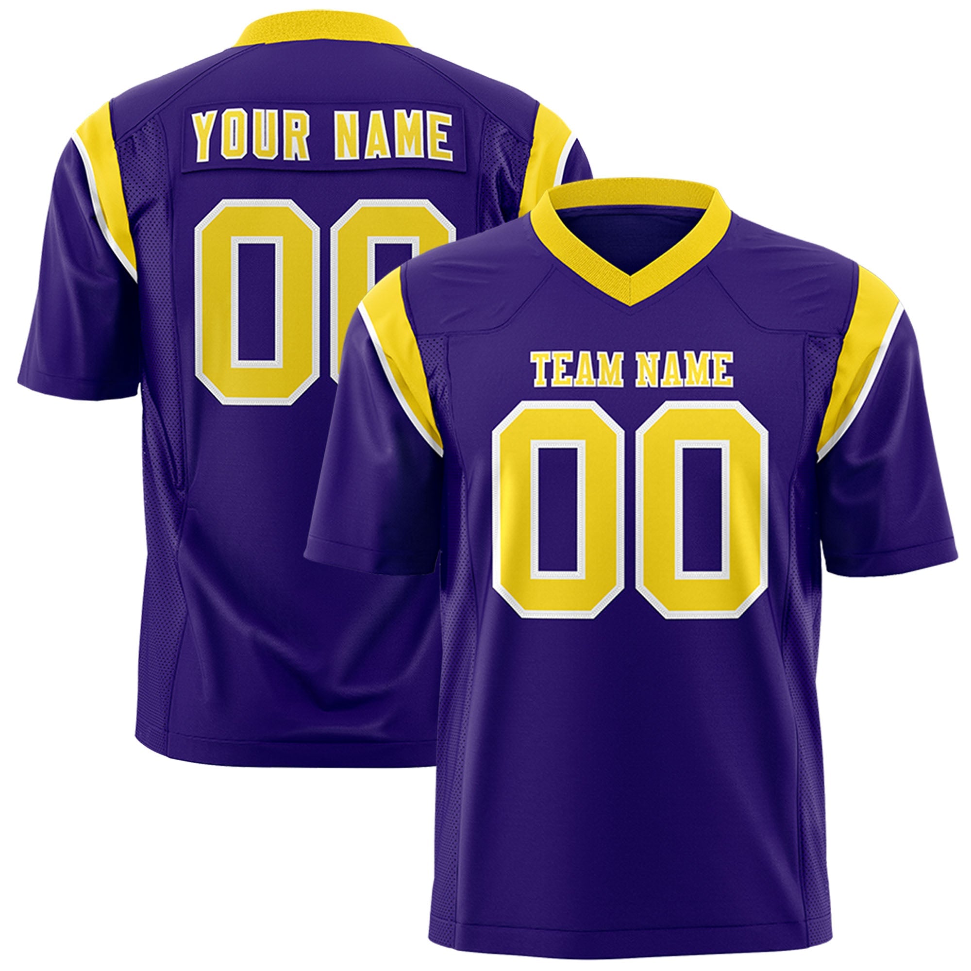 Custom Flag Football Jersey | Purple Gold Color Block For Youth & Men | Add Name, Number & Logo | KXKSHOP
