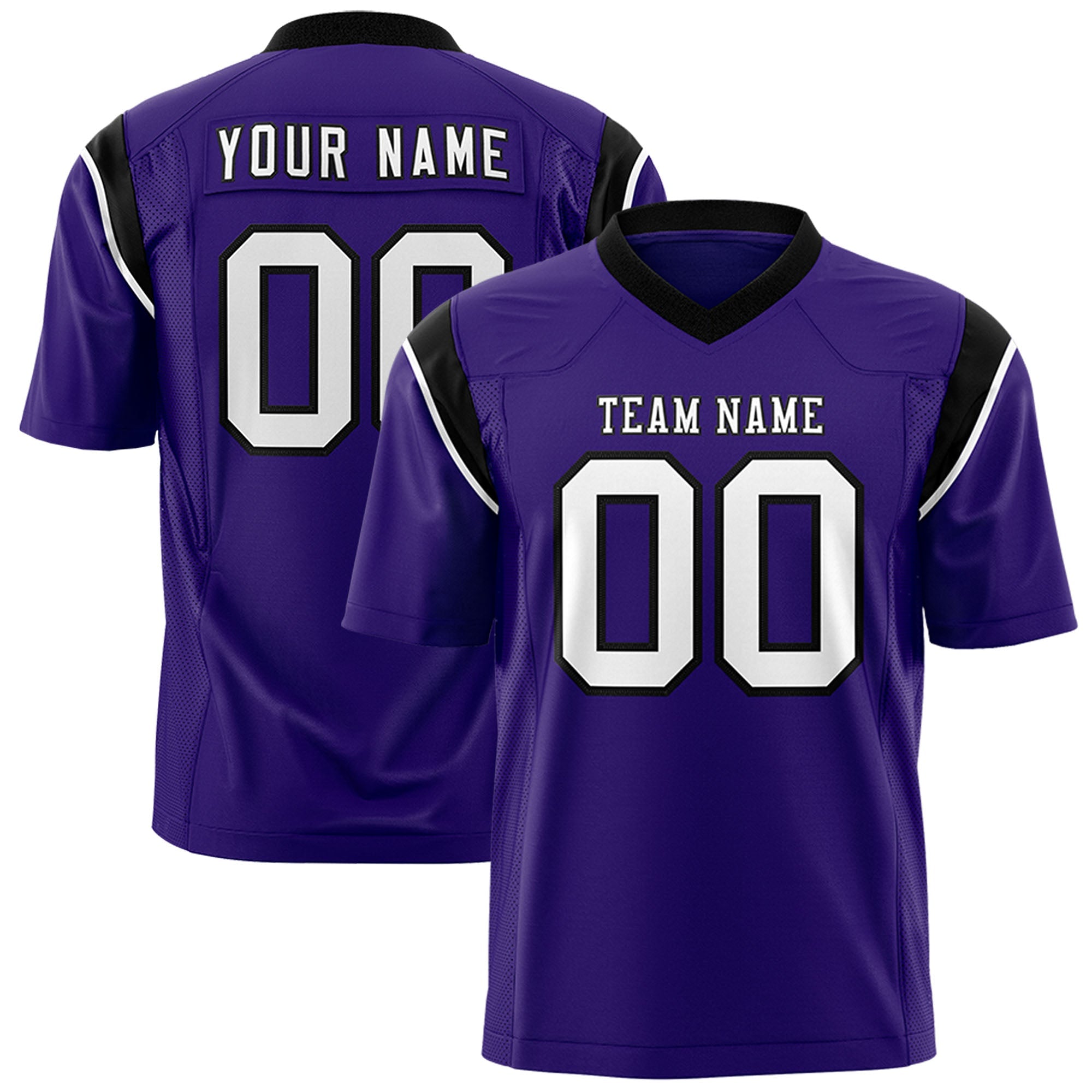 Custom Flag Football Jersey | Purple Black Color Block For Youth & Men | Add Name, Number & Logo | KXKSHOP