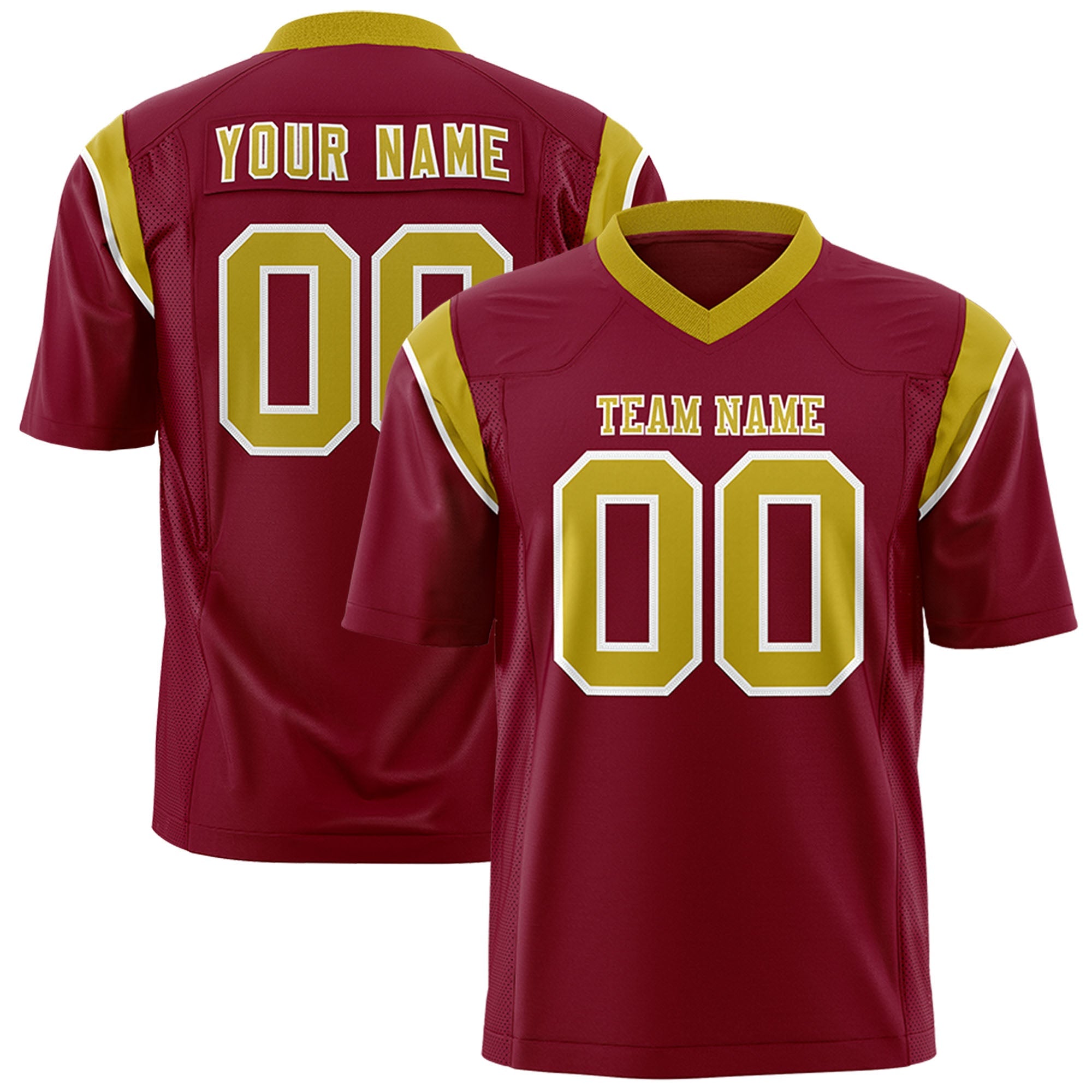 Custom Cardinal Old Gold Personalized Shoulder Cut Two-Tone Authentic Football Jersey